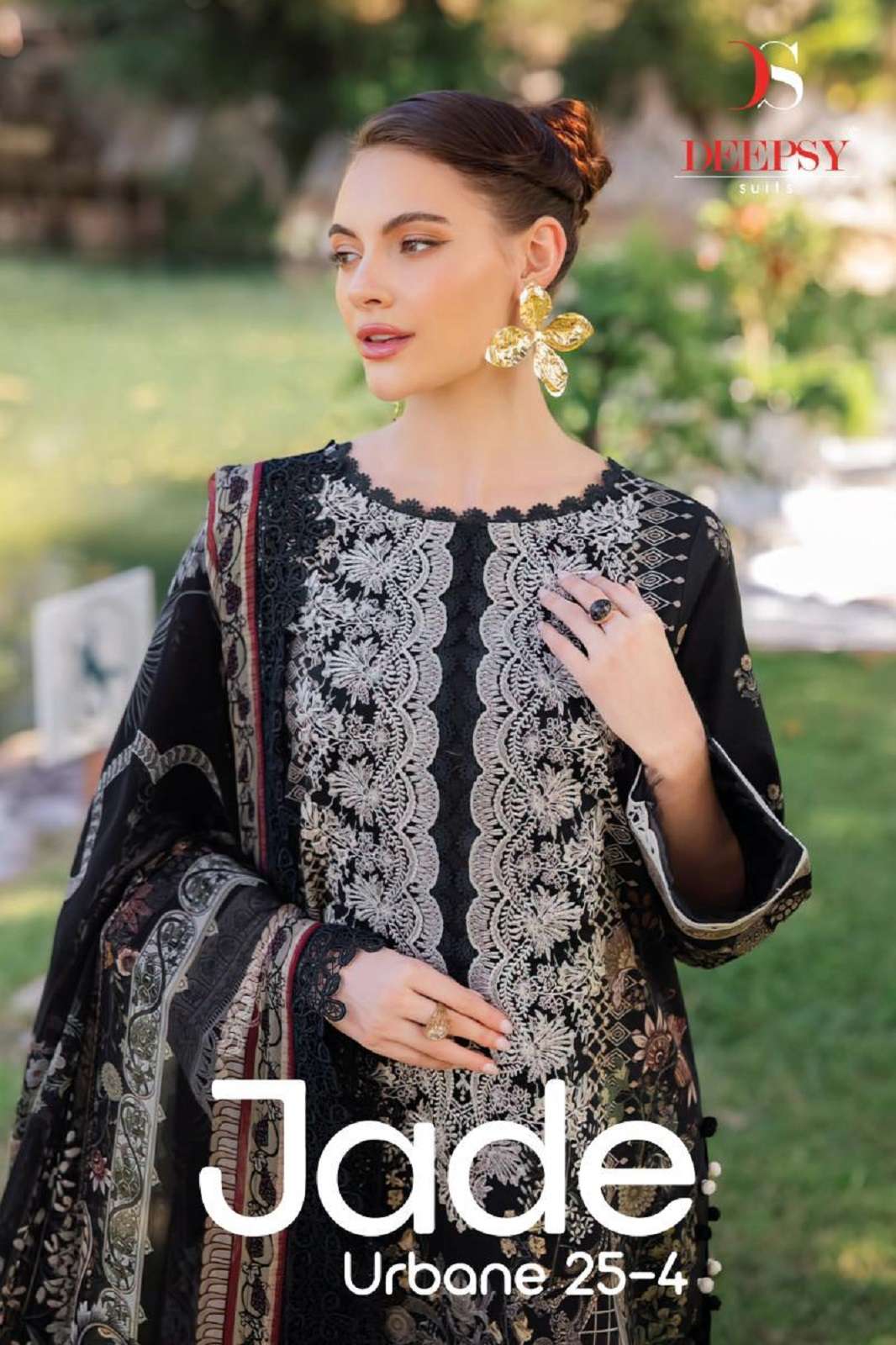DEEPSY SUITS JADE URBAN LAWBN 24 4 COTTON EMBROIERED DRESS MATERIALS