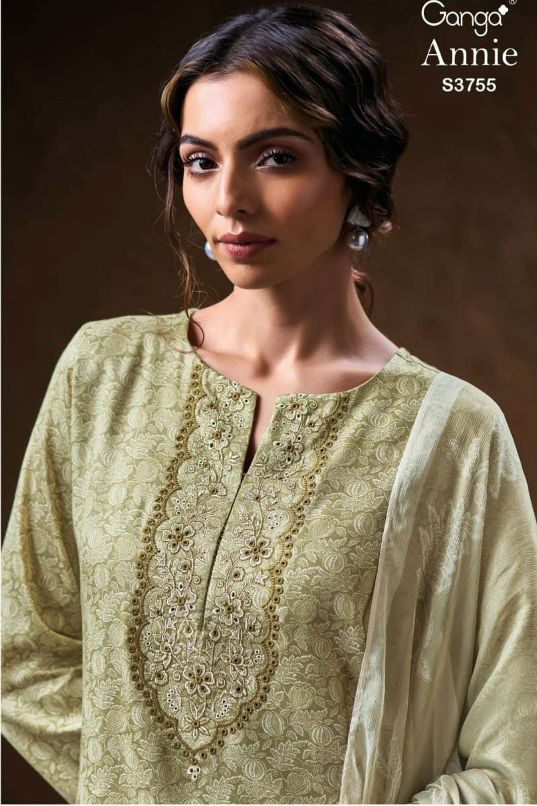 GANGA ANNIE S3755 PREMIUM COTTON PRINTED SUIT WITH EMBROIDERY