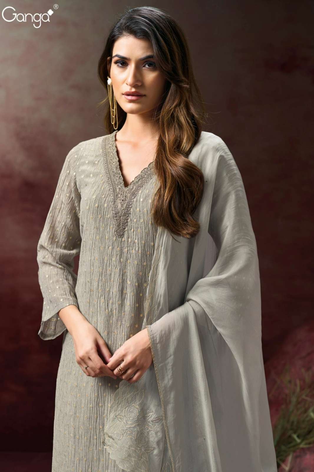 GANGA EARI S3116 PREMIUM PURE VISCOSE SUIT WITH EMBROIDERY