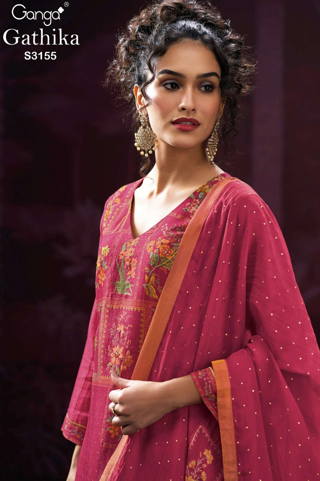 GANGA GATHIKA S3155 PURE BEMBERG TITAN SILK WITH HAND EMBROIDERY