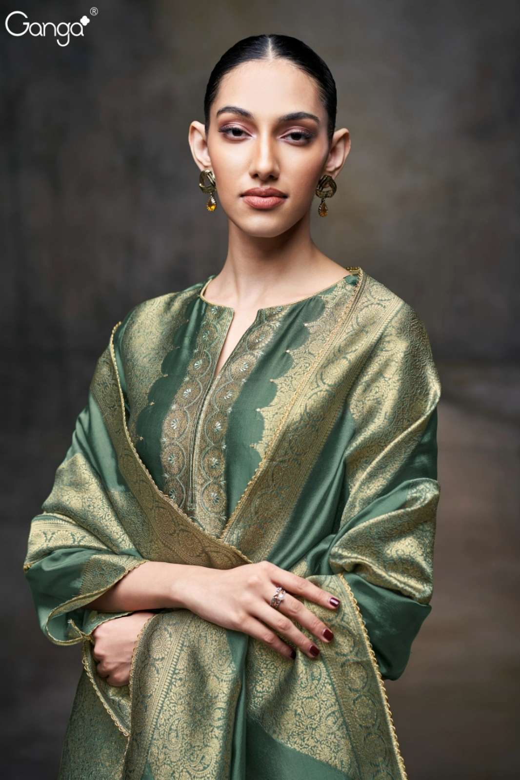 GANGA LAURENE S3698 PREMIUM PURE VISCOSE WOVEN SILK SUIT WITH HAND WORK 