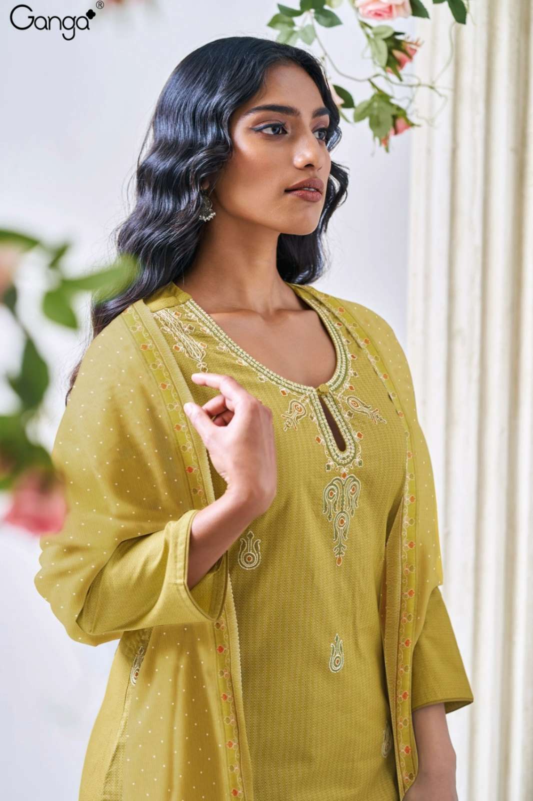 GANGA SHRESHTI S3528 PREMIUM COTTON PRINTED SUIT WITH EMBROIDERY