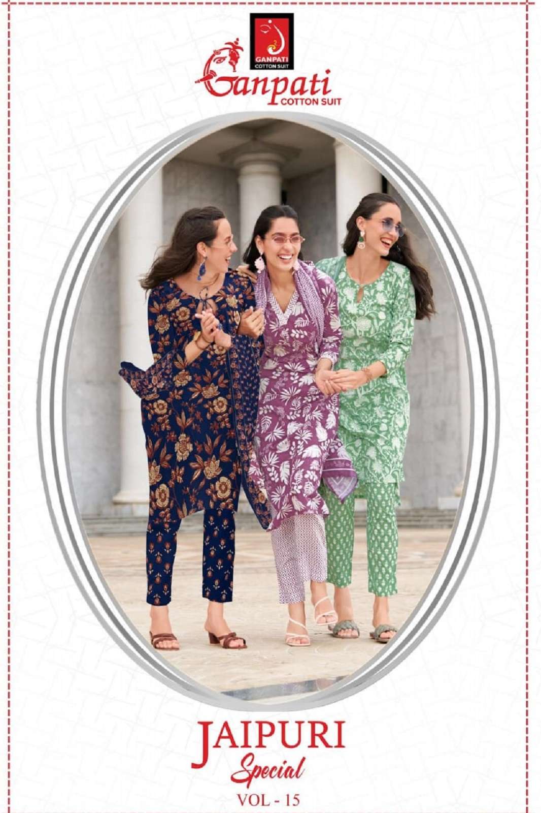 GANPATI JAIPURI VOL 15 READY TO WEAR STRAIGHT KURTIES