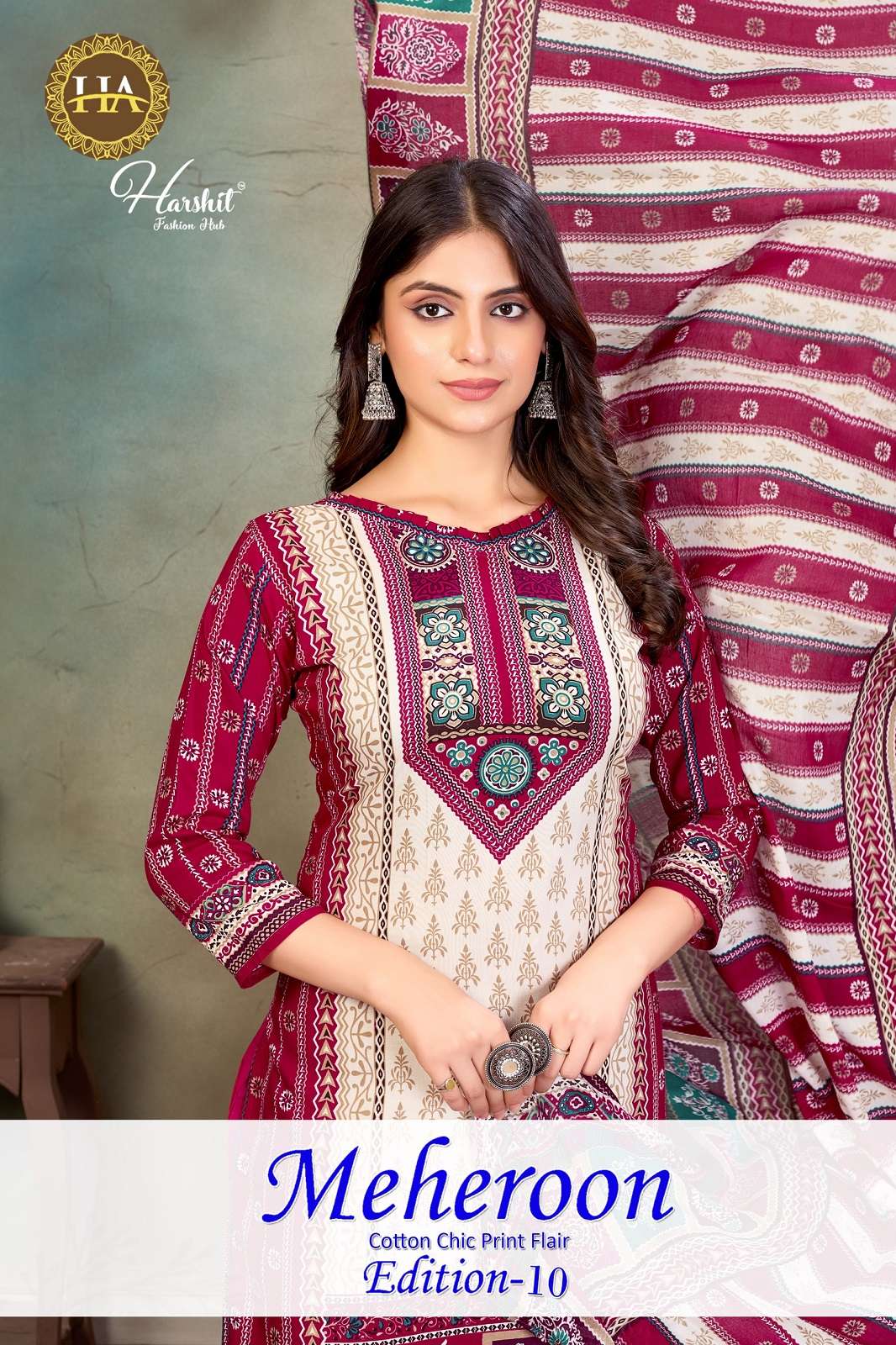 HARSHIT FASHION MEHEROON VOL 10 VISCOSE RAYON DRESS MATERIALS