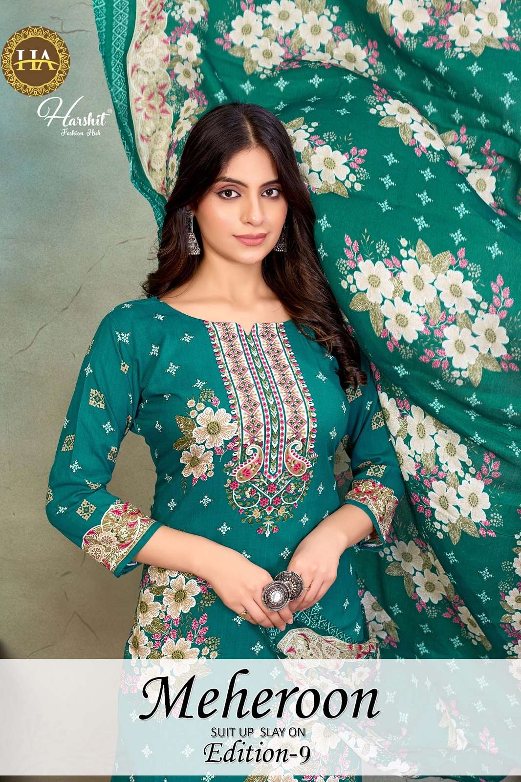 HARSHIT FASHION MEHEROON VOL 9 VISCOSE RAYON SUITS