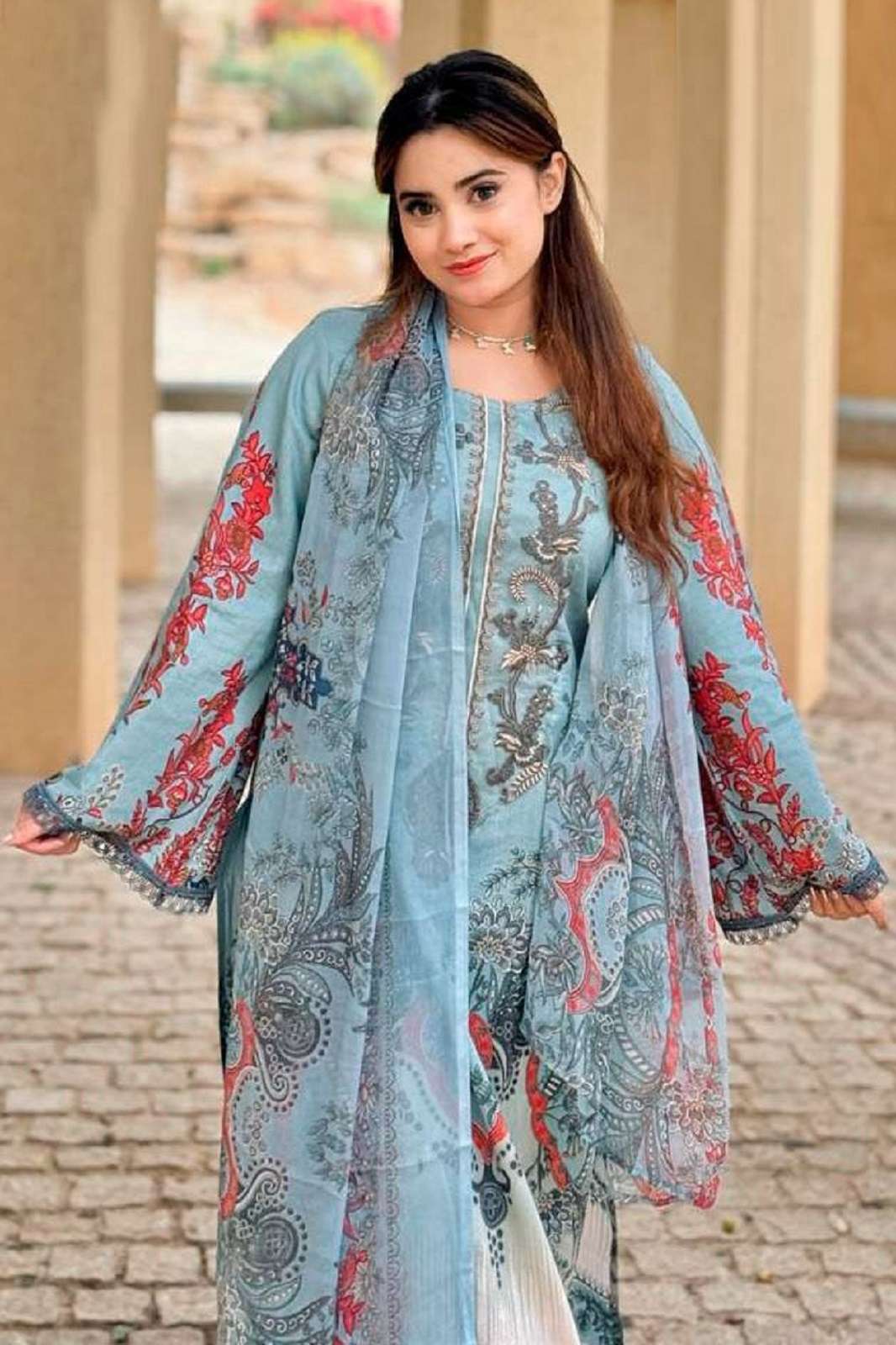 HAZZEL MARIA B 0308 COTTON EMBROIERED DRESS MATERIALS