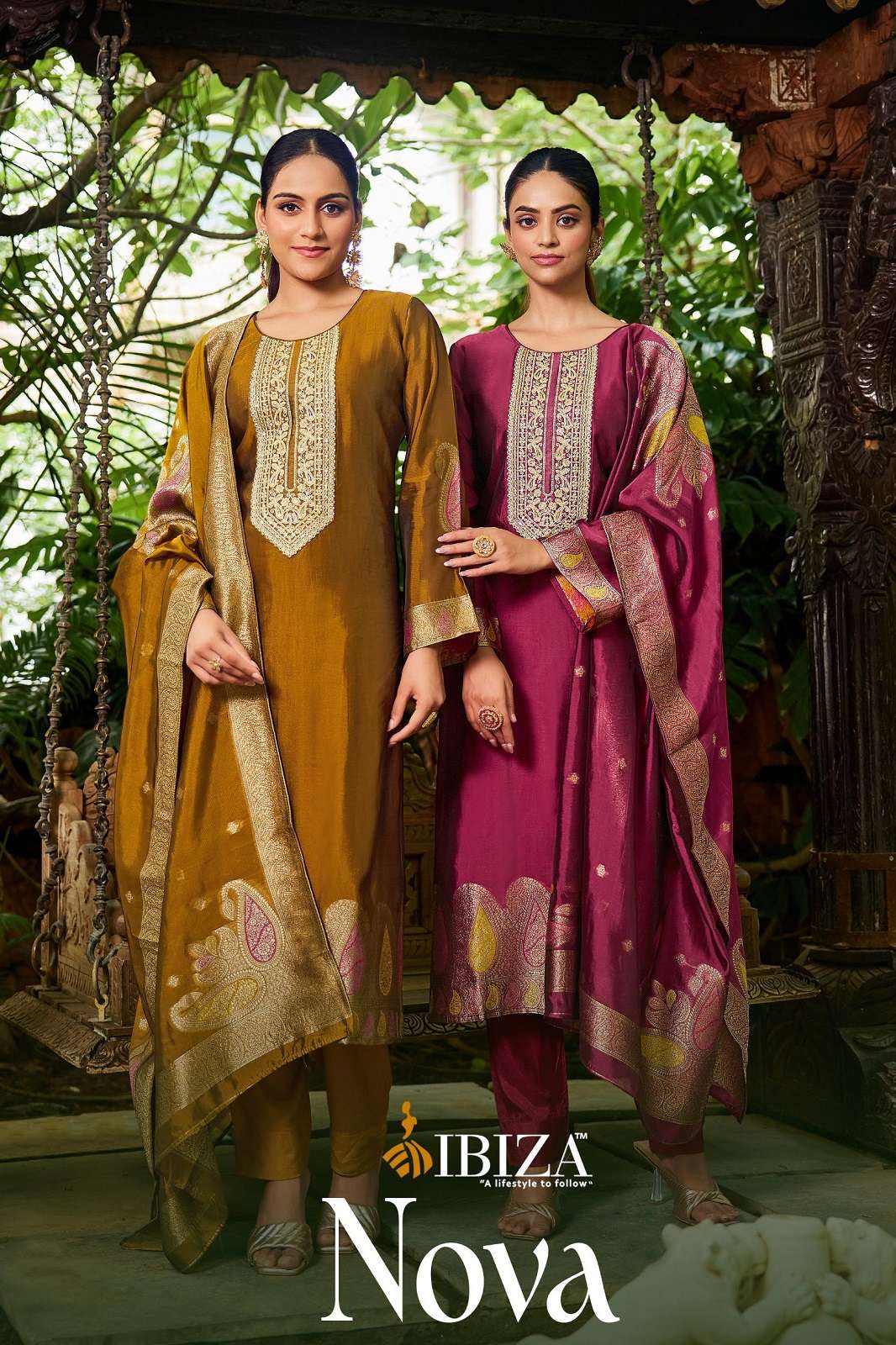 IBIZA NOVA BENGLORY SILK EMBROIDERED SUITS