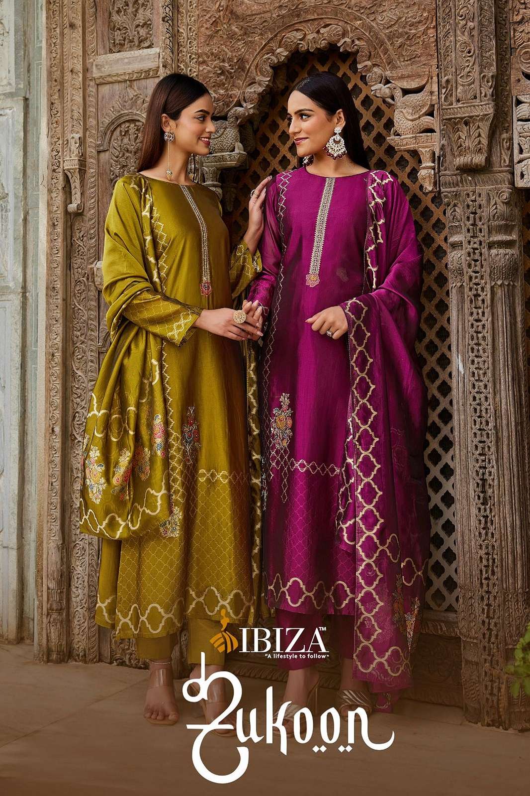 IBIZA SUKOON BANGLORY SILK HANDWORKED DRESS MATERIALS