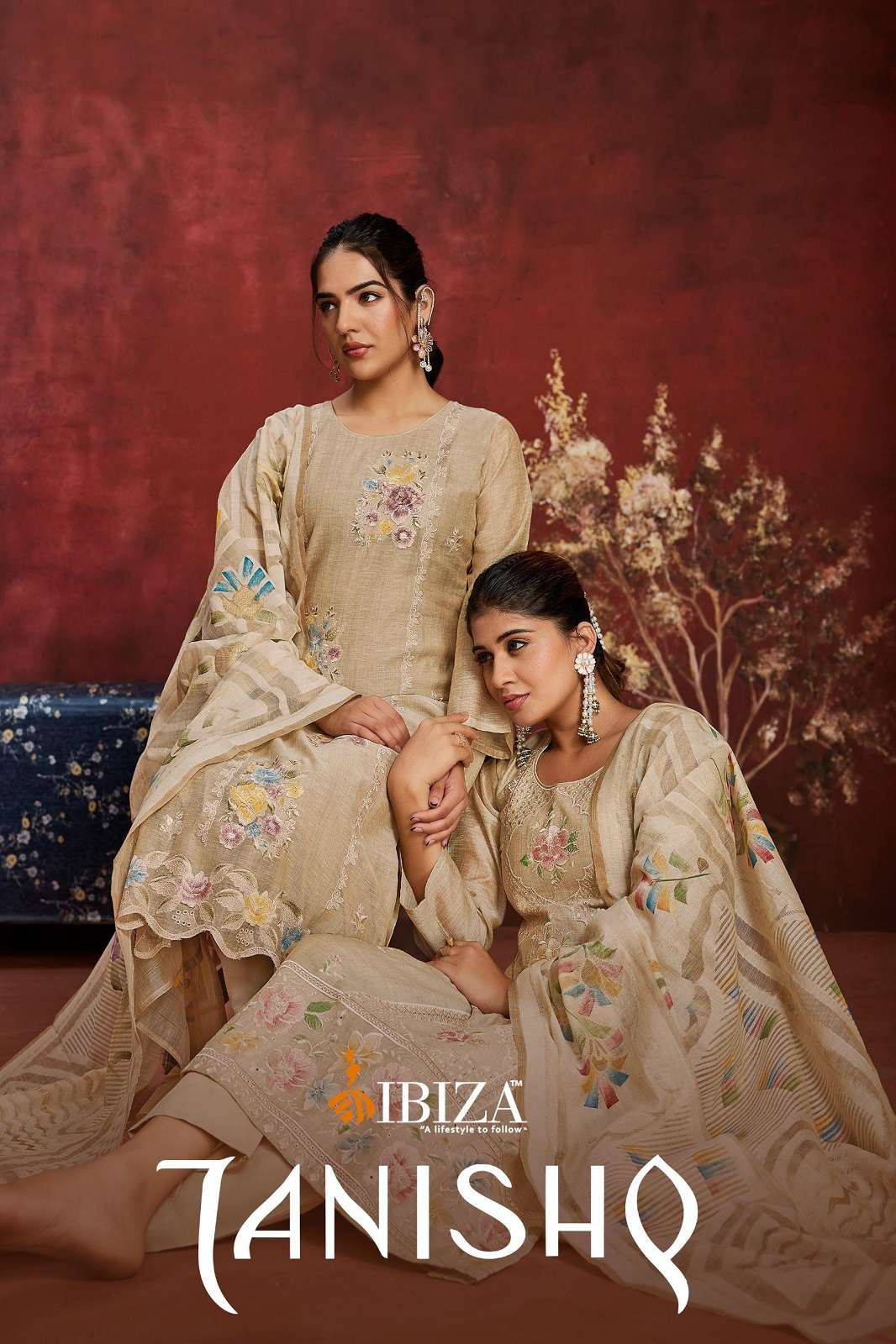 IBIZA TANISHQ ORGANZA SILK EMBROIDERED DESIGNER SUITS