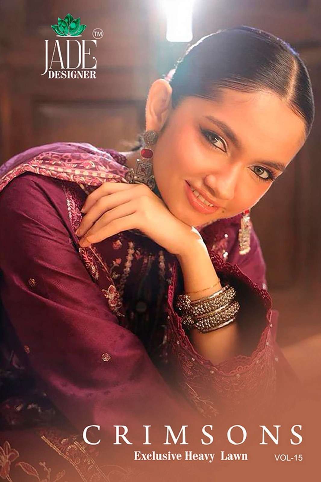 JADE CRIMSONS VOL 15 LAWN COTTON PRINTED DRESS MATERIALS