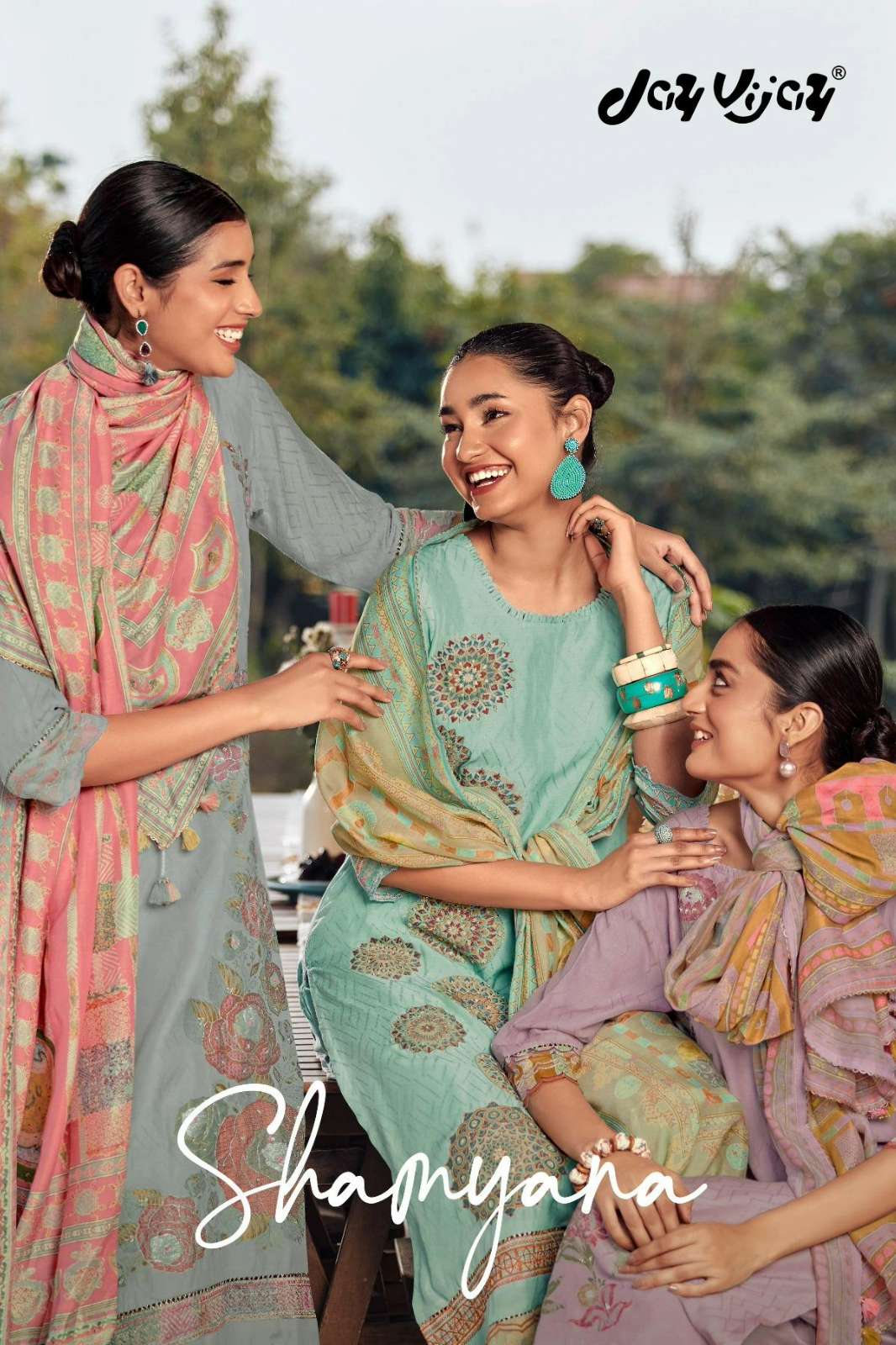 JAY VIJAY SHAMYANA PURE MUSLIN SILK JACQUARD SUIT WITH HANDWORK & EMBROIDERY 
