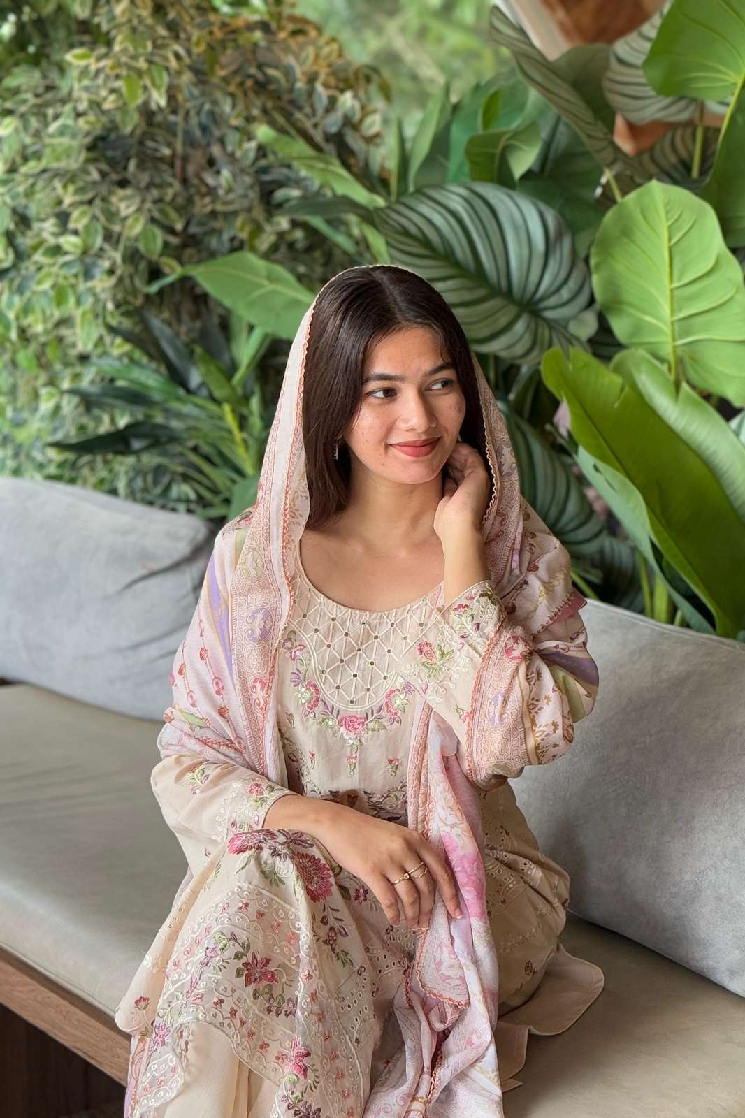 JIHAN 3619 COTTON FANCY EMBROIDERED SUITS