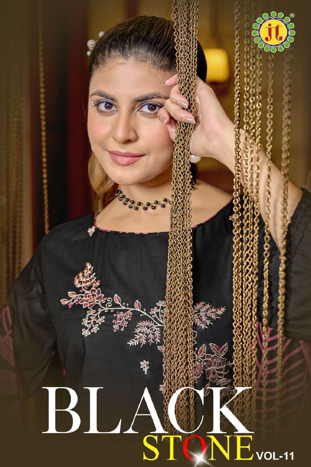 JT BLACK STONE VOL 11 RAYON EMBROIDERED DRESS MATERIALS