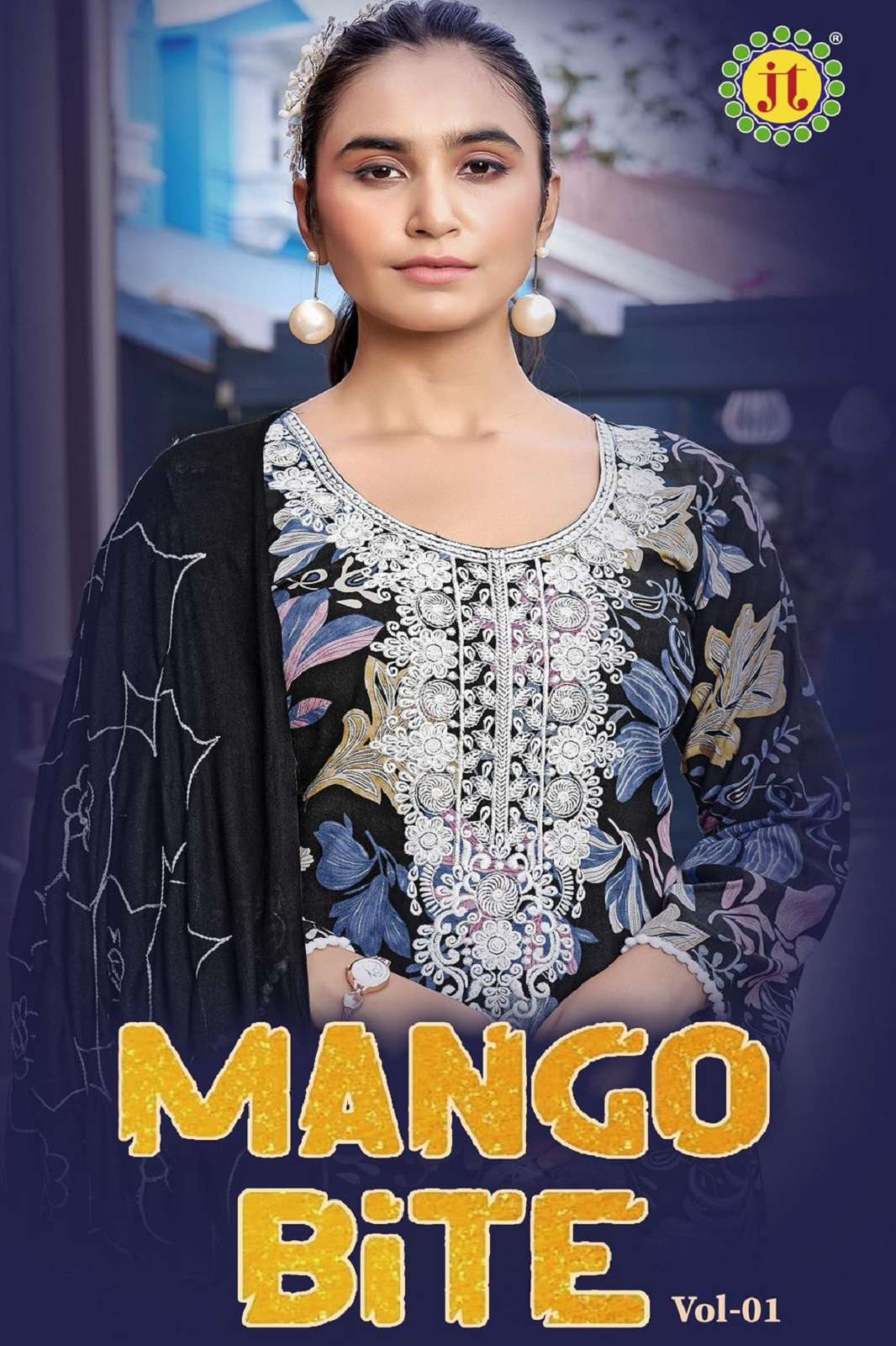 JT  MANGO BITE RAYON EMBROIDERED DRESS MATERIALS