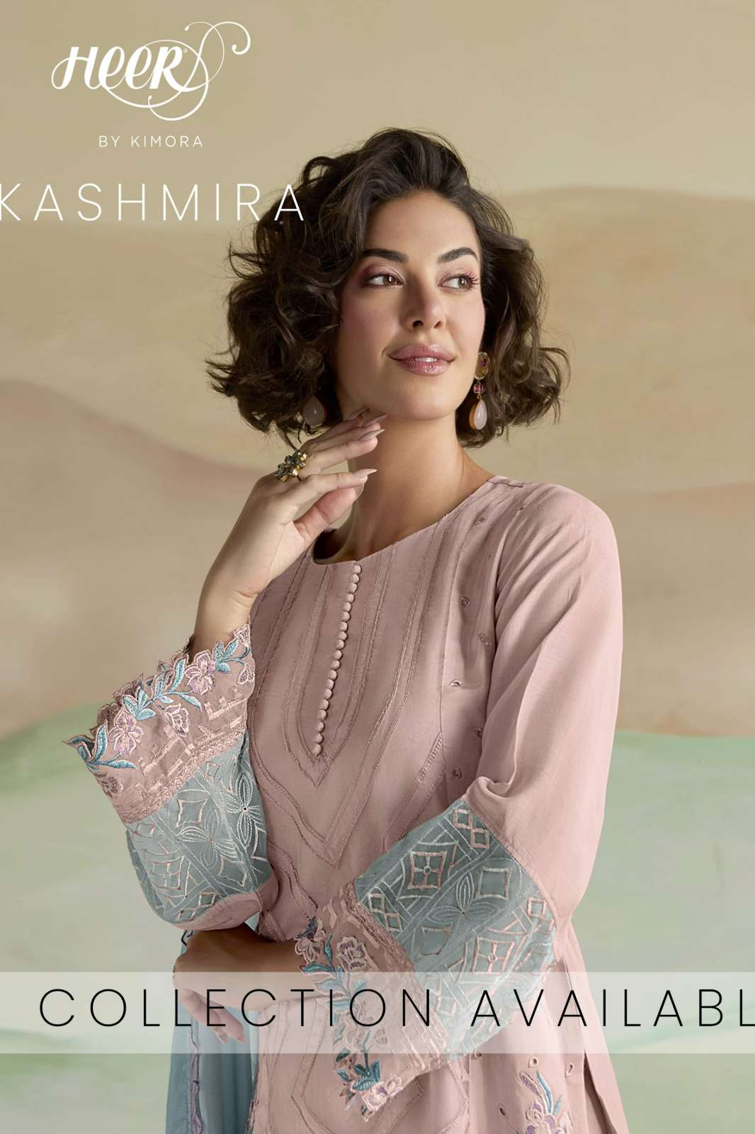 KIMORA HEER KASHMIRA PURE MUSLIN SUIT WITH APPLIQUÉ EMBROIDERY