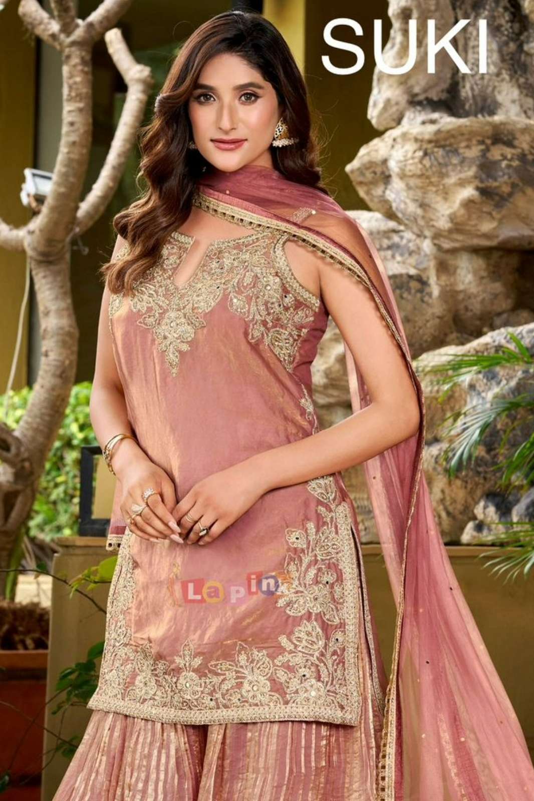 Lapink Festival Wear Fendi Designer Sharara Set with Net Dupatta