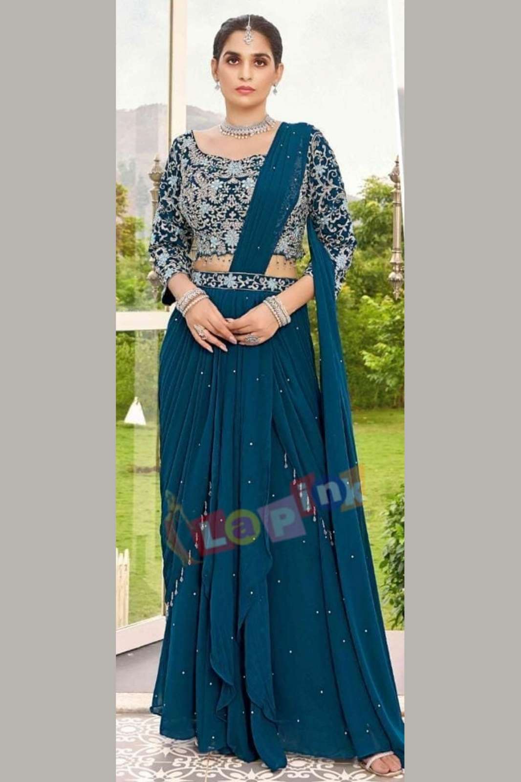 Lapink Party Wear Viscose Fancy Designer Pre- Drape Saree