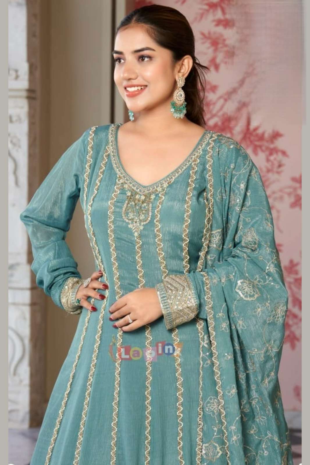 Lapink Pure Chinon Fancy One Piece with Heavy Dupatta