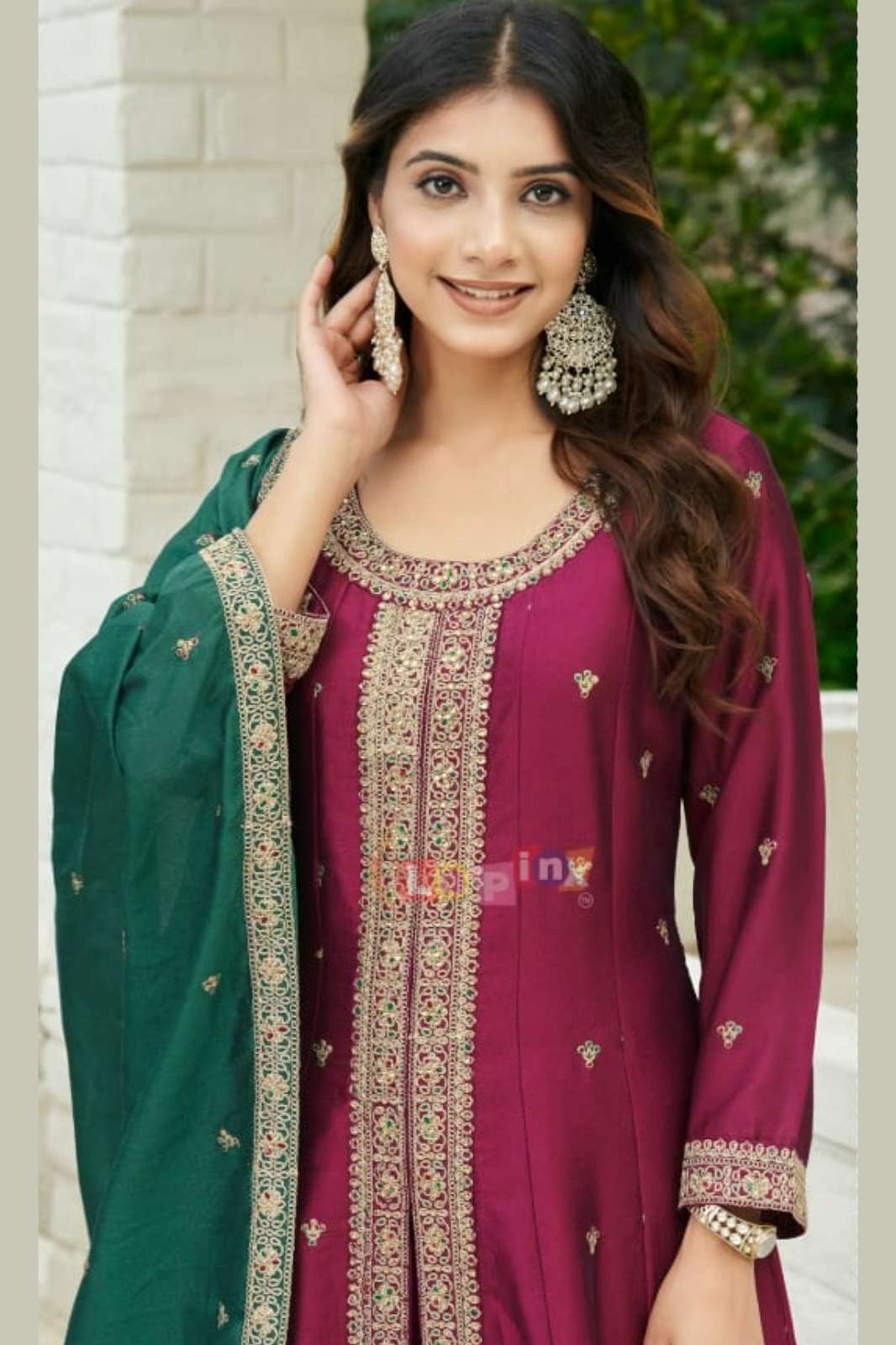 Lapink Vichitra silk Designer Fancy Centre Cut Anarkali with pant & Dupatta