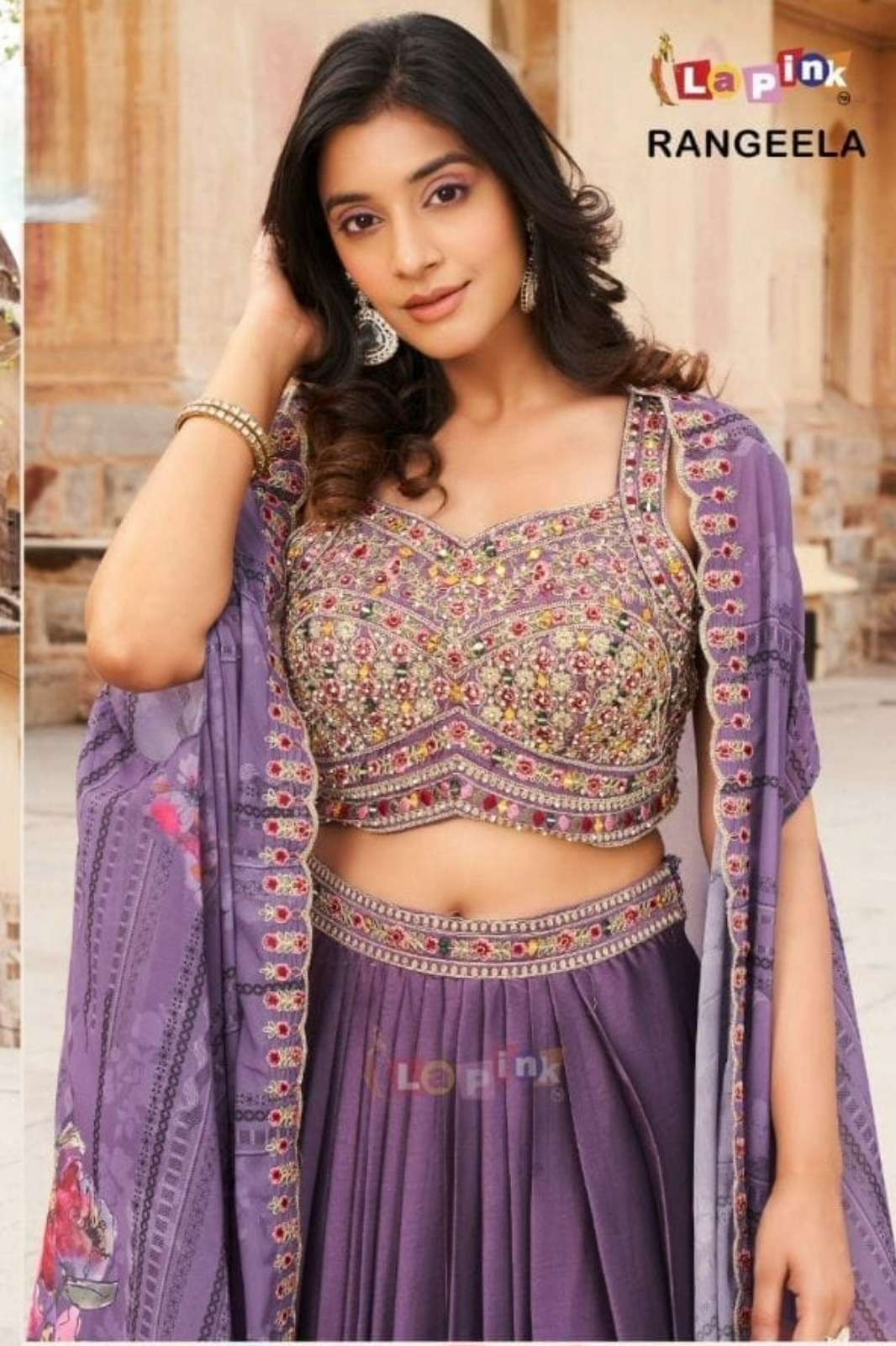 Lapink Viscose Designer three-piece set with Printed Cape