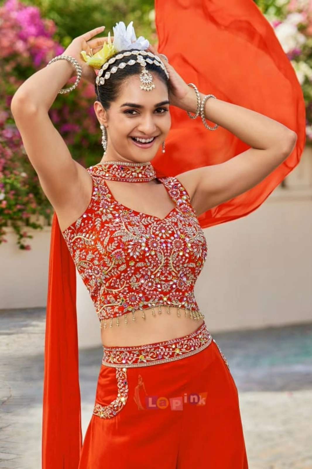 Lapink Viscose Fancy Crop Top with Pocket Palazzo & Neck Dupatta