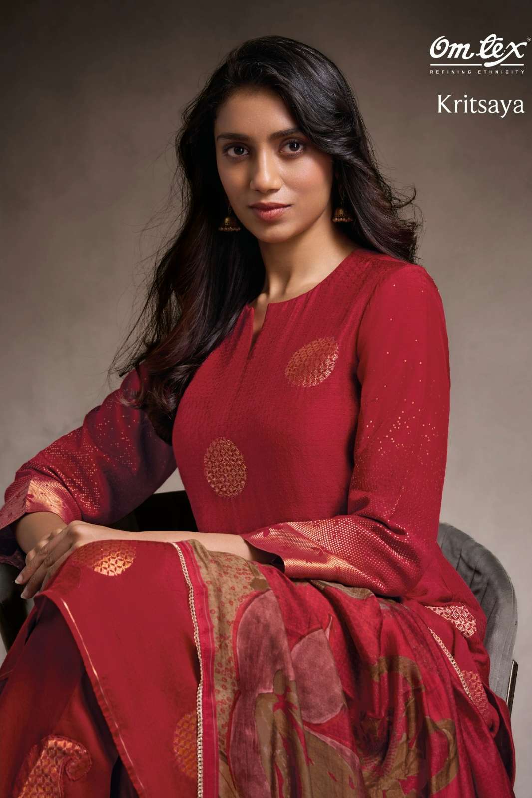 OMTEX KRITSAYA MUSLEEN JACQUARD SUIT WITH WEAVING WORK
