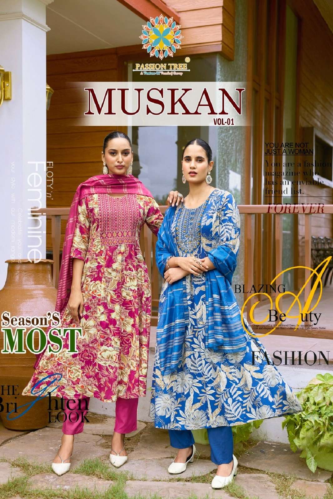 PASSION TREE MUSKAN VOL 1 READY TO WEAR ANARKALI KURTIES