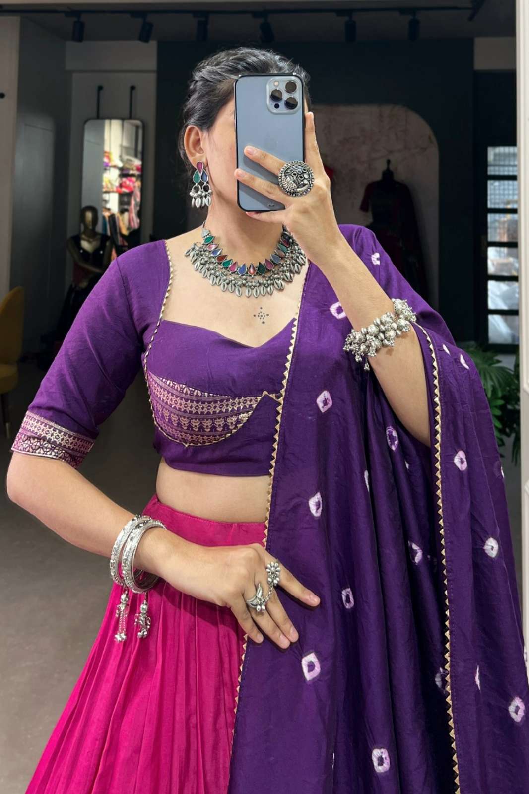 PAYAL CREATION 1907PNK Zari Weaving Work Border Pure Chanderi Lehenga Choli