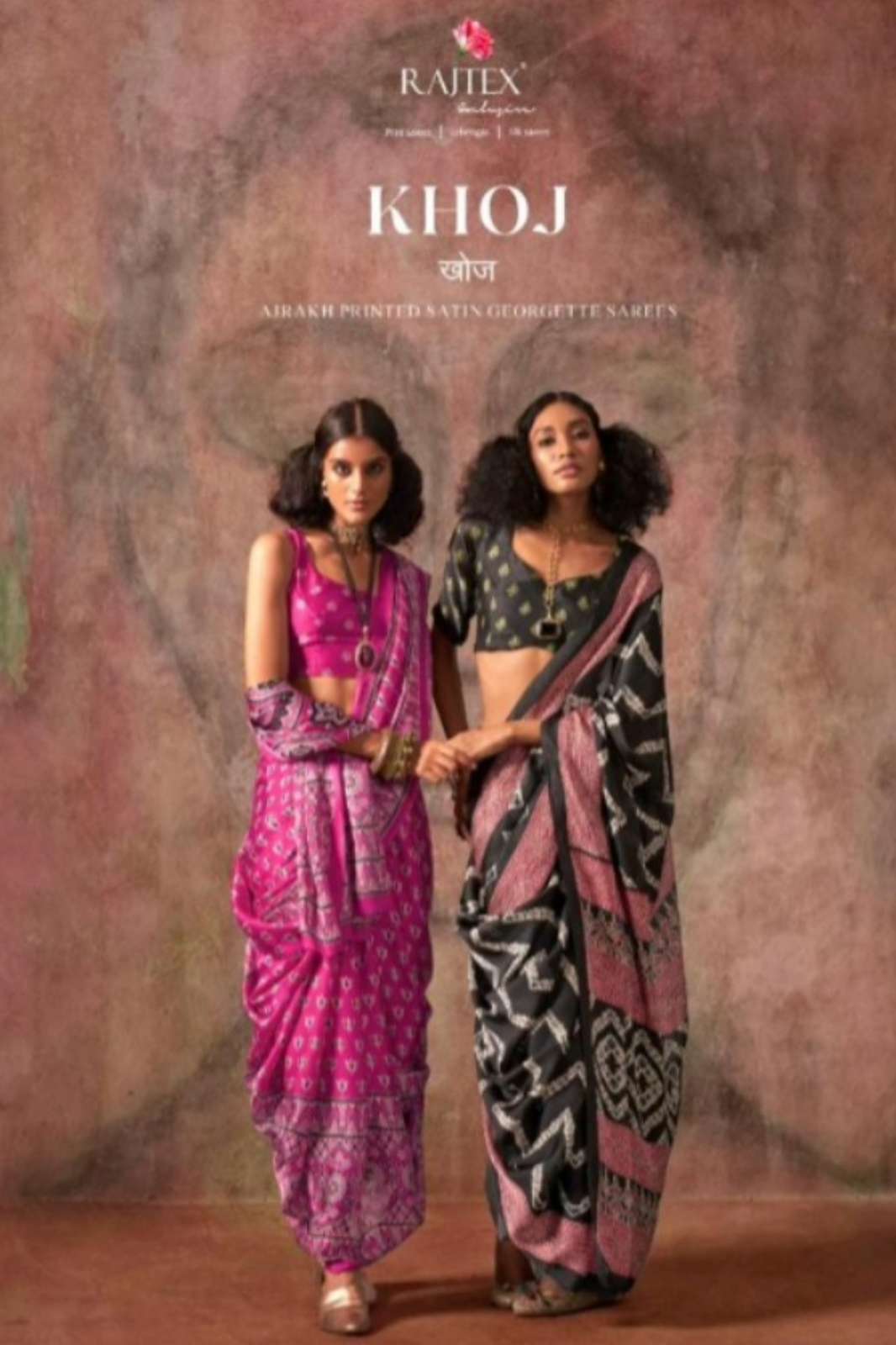 Rajtex KHOJ Designer Ajrakh Print Satin Georgette Saree 
