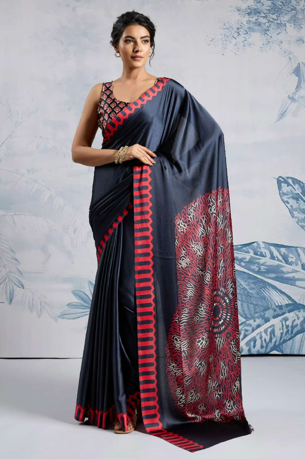 Rajtex Pure Ajrakh 006 006A TO 006F Designer Modal Satin Ajrakh Printed Saree