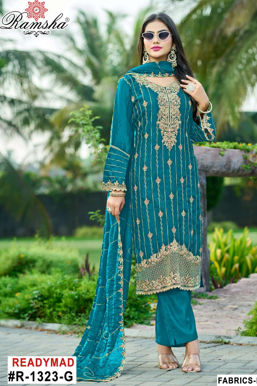 RAMSHA R 1323 Ready To Wear Embroidery Pakistani Fandy Fabric Suit