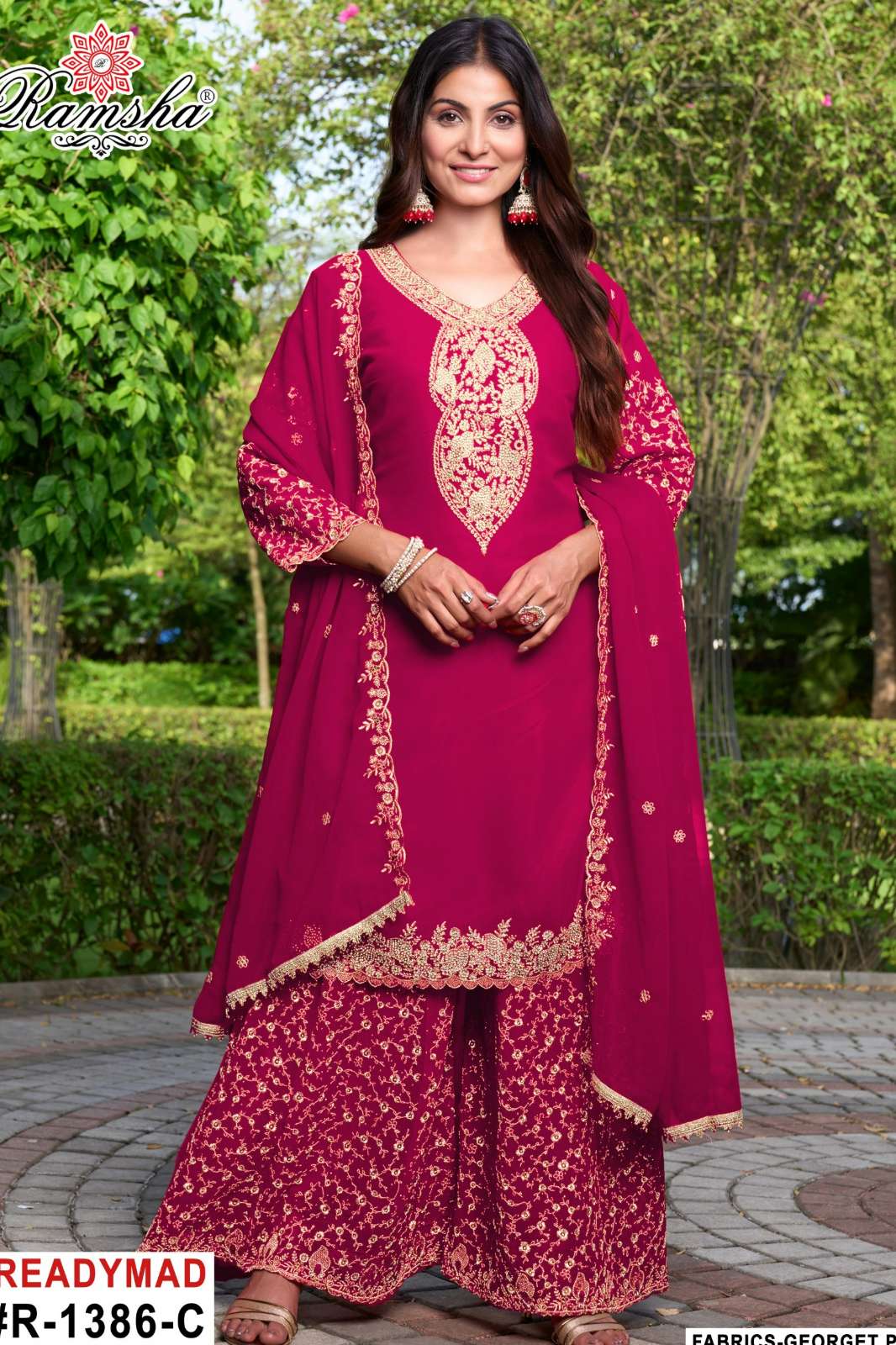 RAMSHA R 1386 Ready To Wear Embroidery Pakistani Georgette Suit