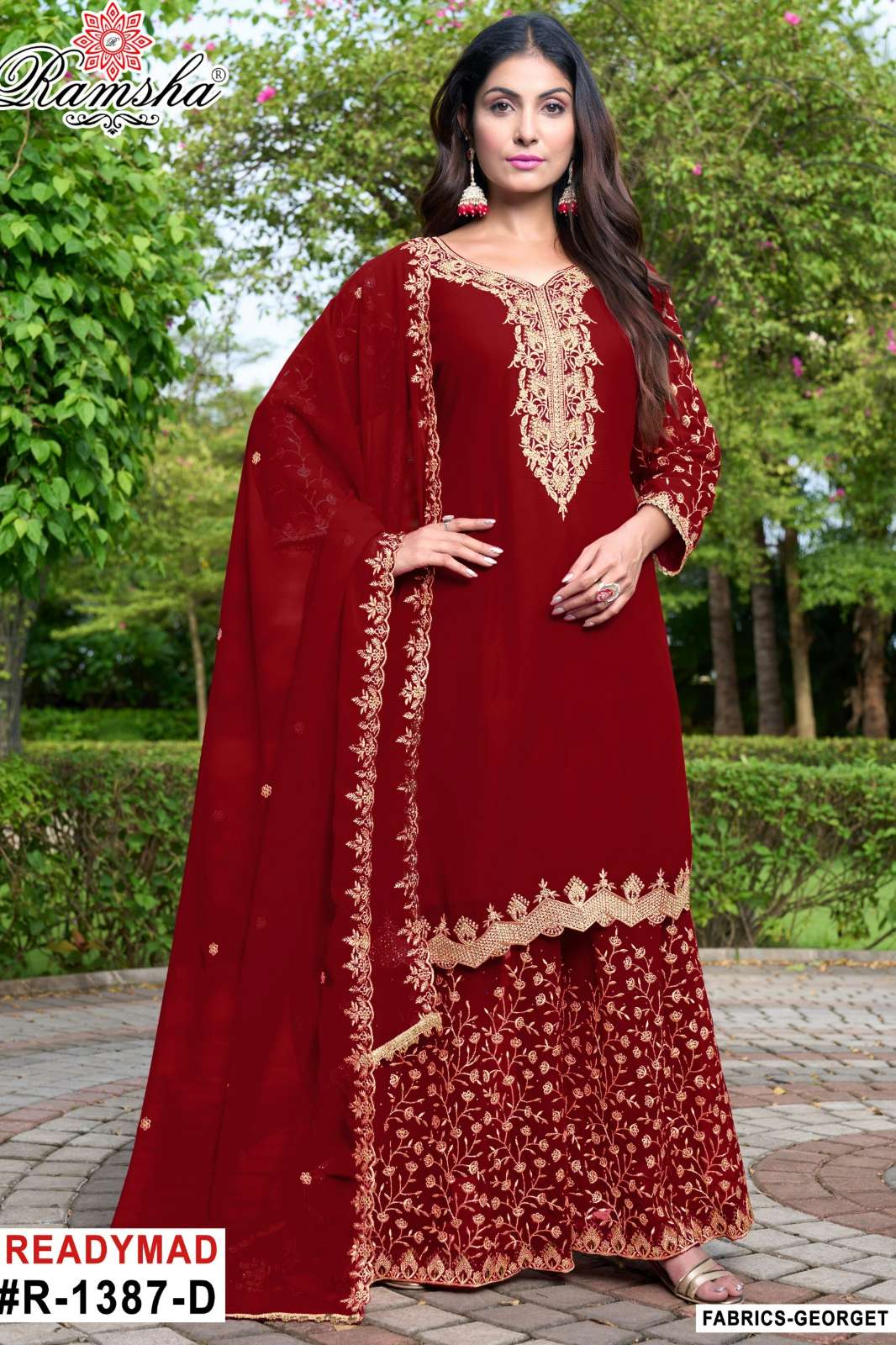 RAMSHA R 1387 Ready To Wear Embroidery Pakistani Georgette Suit