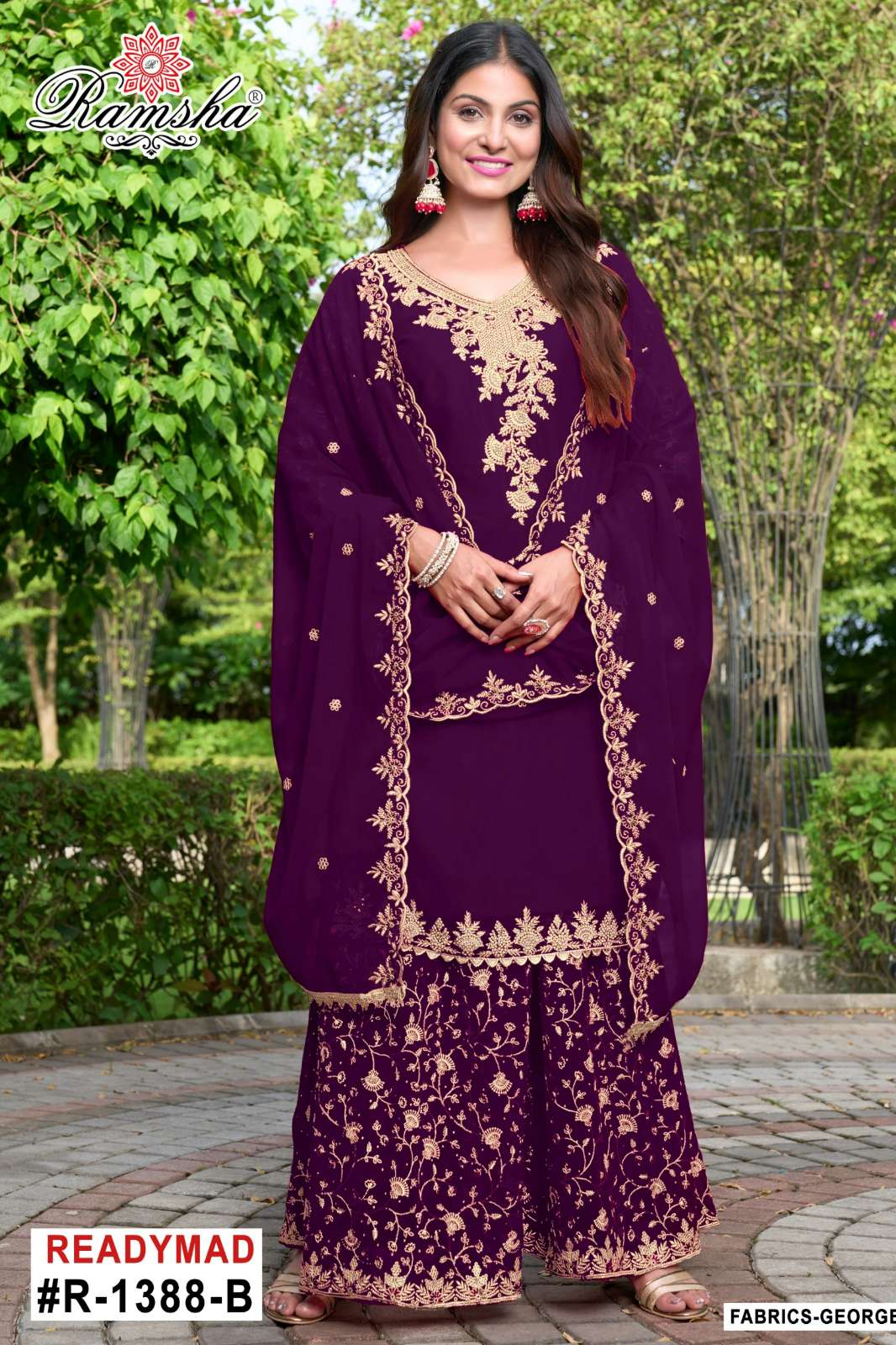 RAMSHA R 1388 Ready To Wear Embroidery Pakistani Georgette Suit