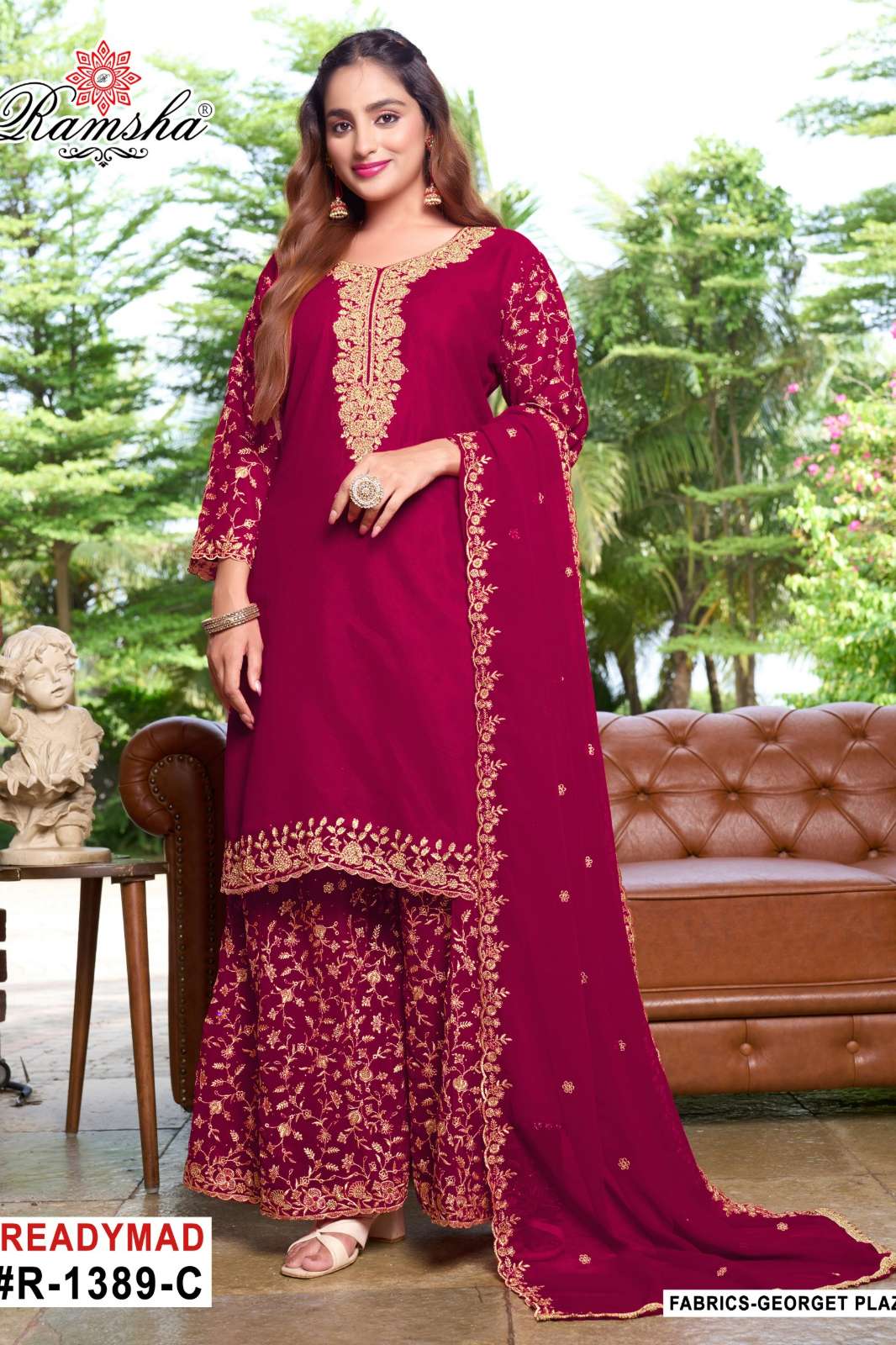 RAMSHA R 1389 Ready To Wear Embroidery Pakistani Georgette Suit
