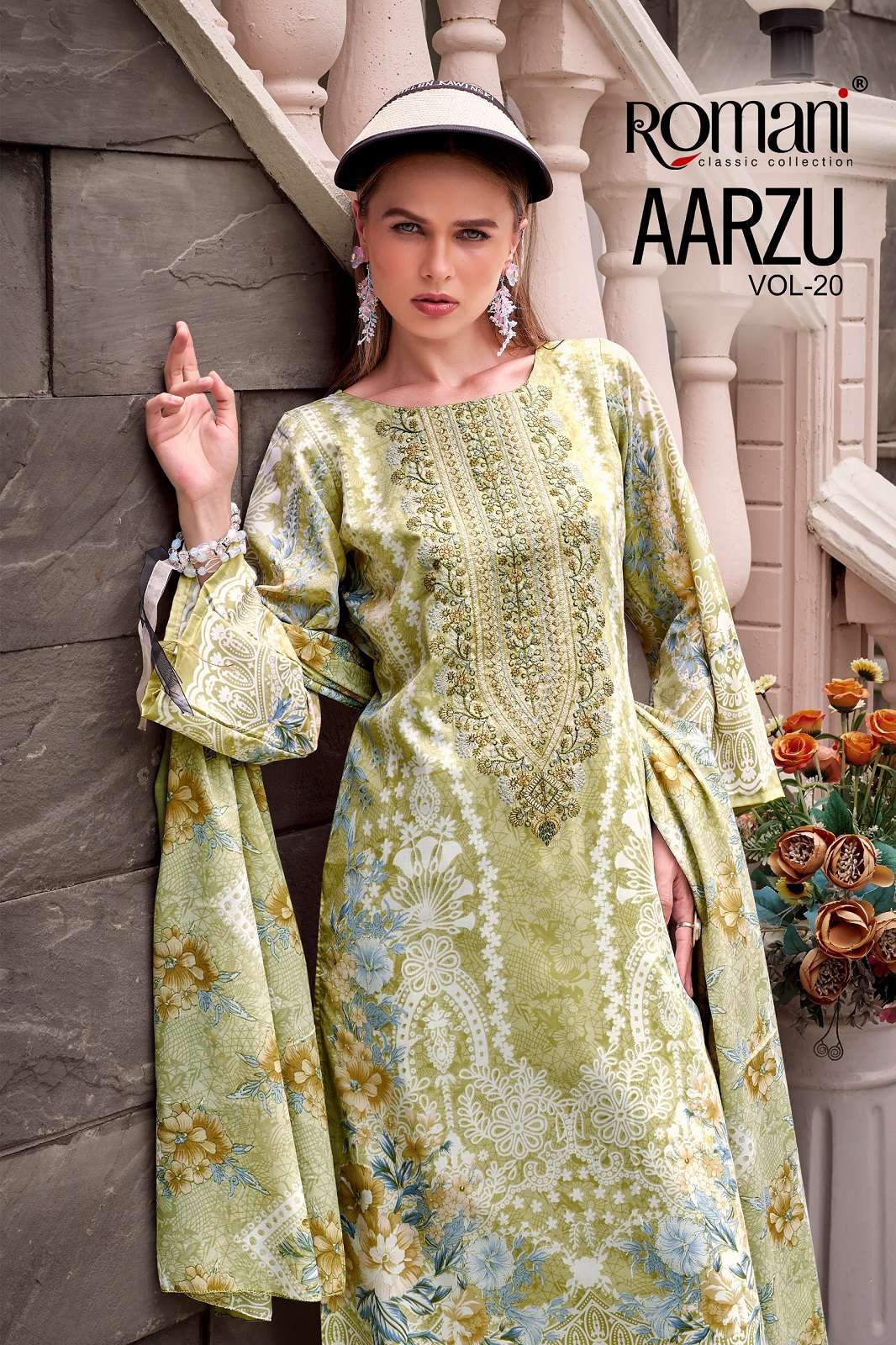 ROMANI AARZU VOL 20 SOFT COTTON EMBROIDERED DRESS MATERIALS
