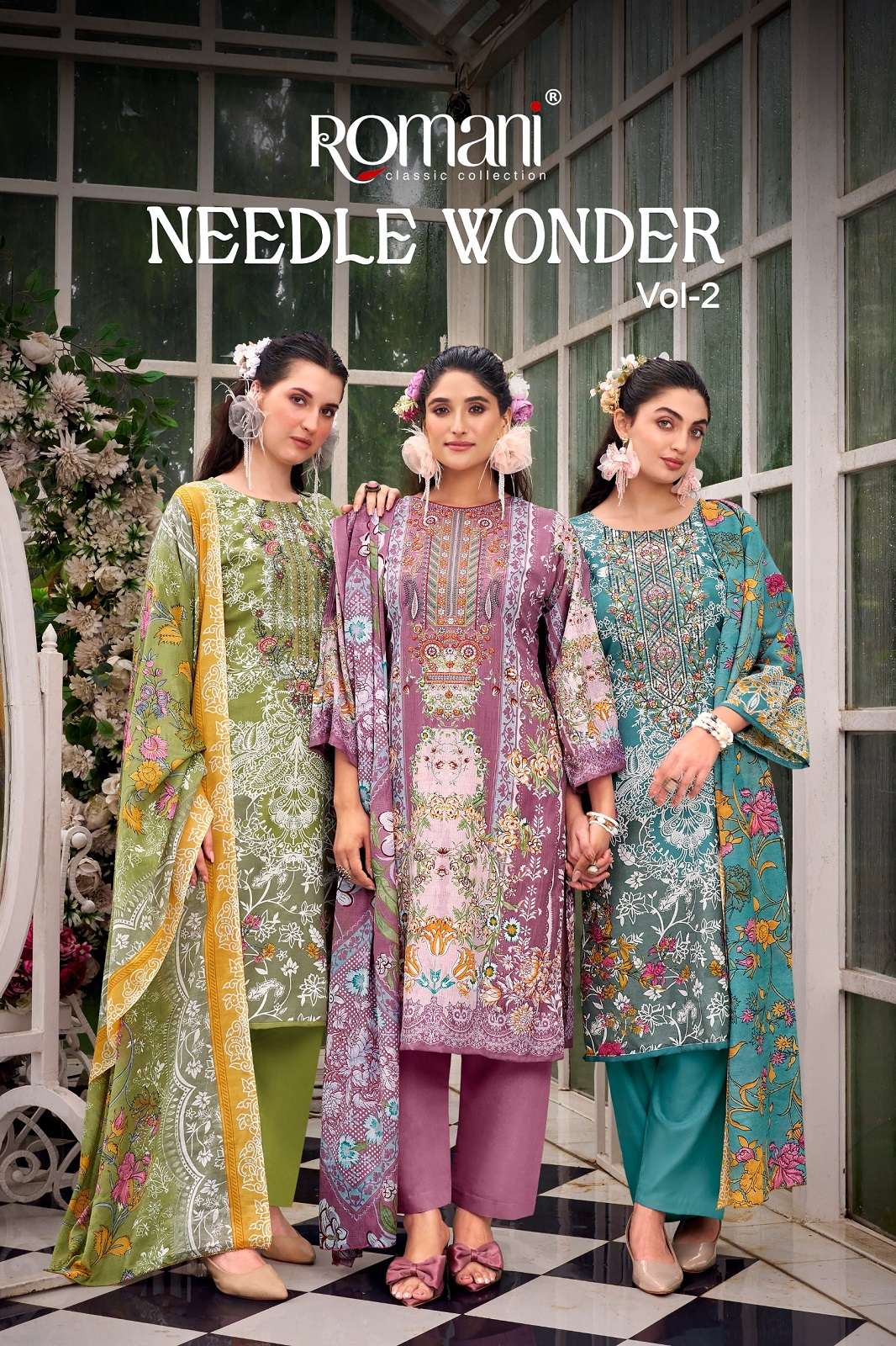 ROMANI NEEDLE WONDER VOL 2 EMBROIERED DRESS MATERIALS