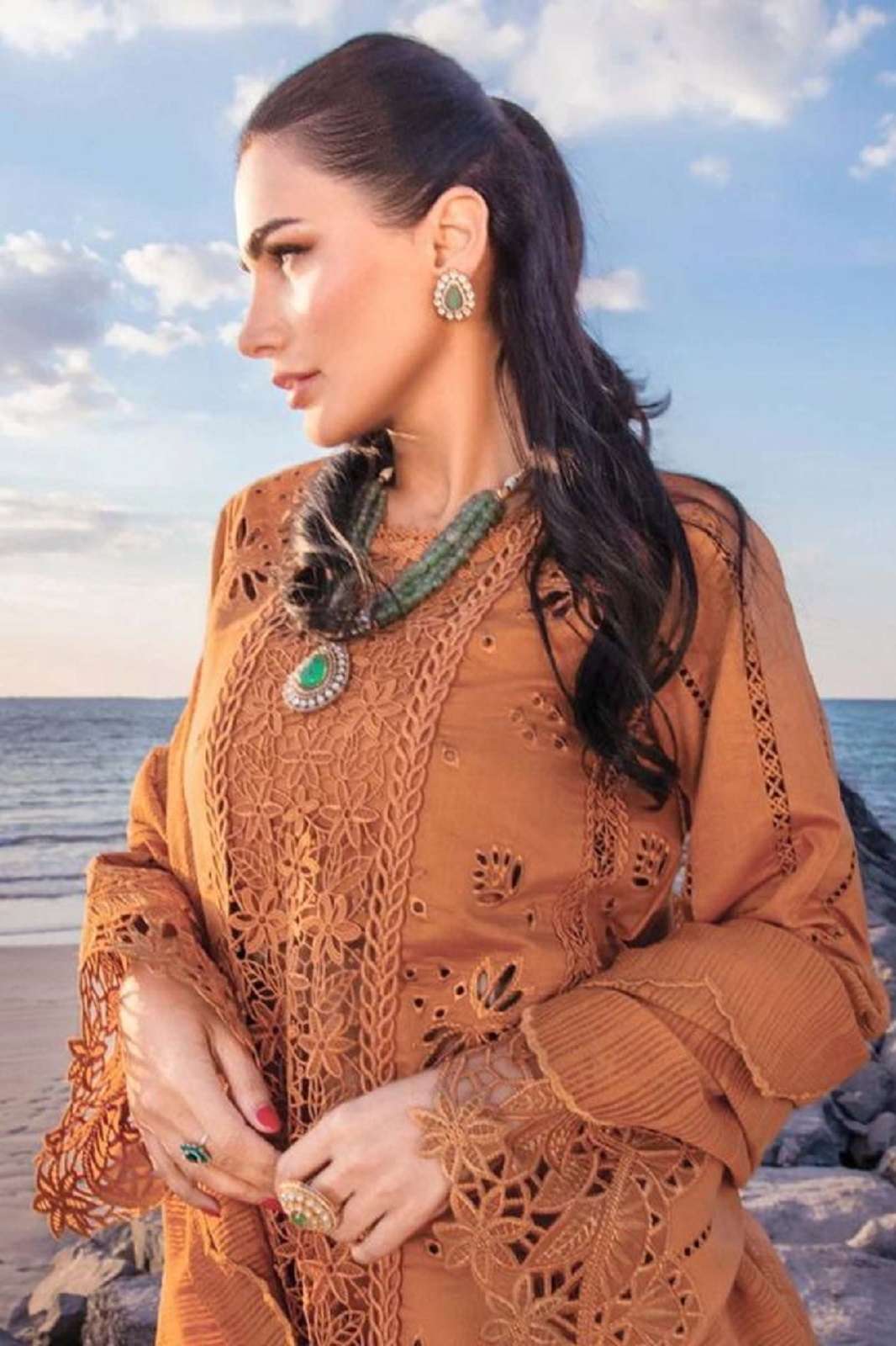 SANIYA TRENDZ 25001 COTTON CHIKAN WORKED SUITS 