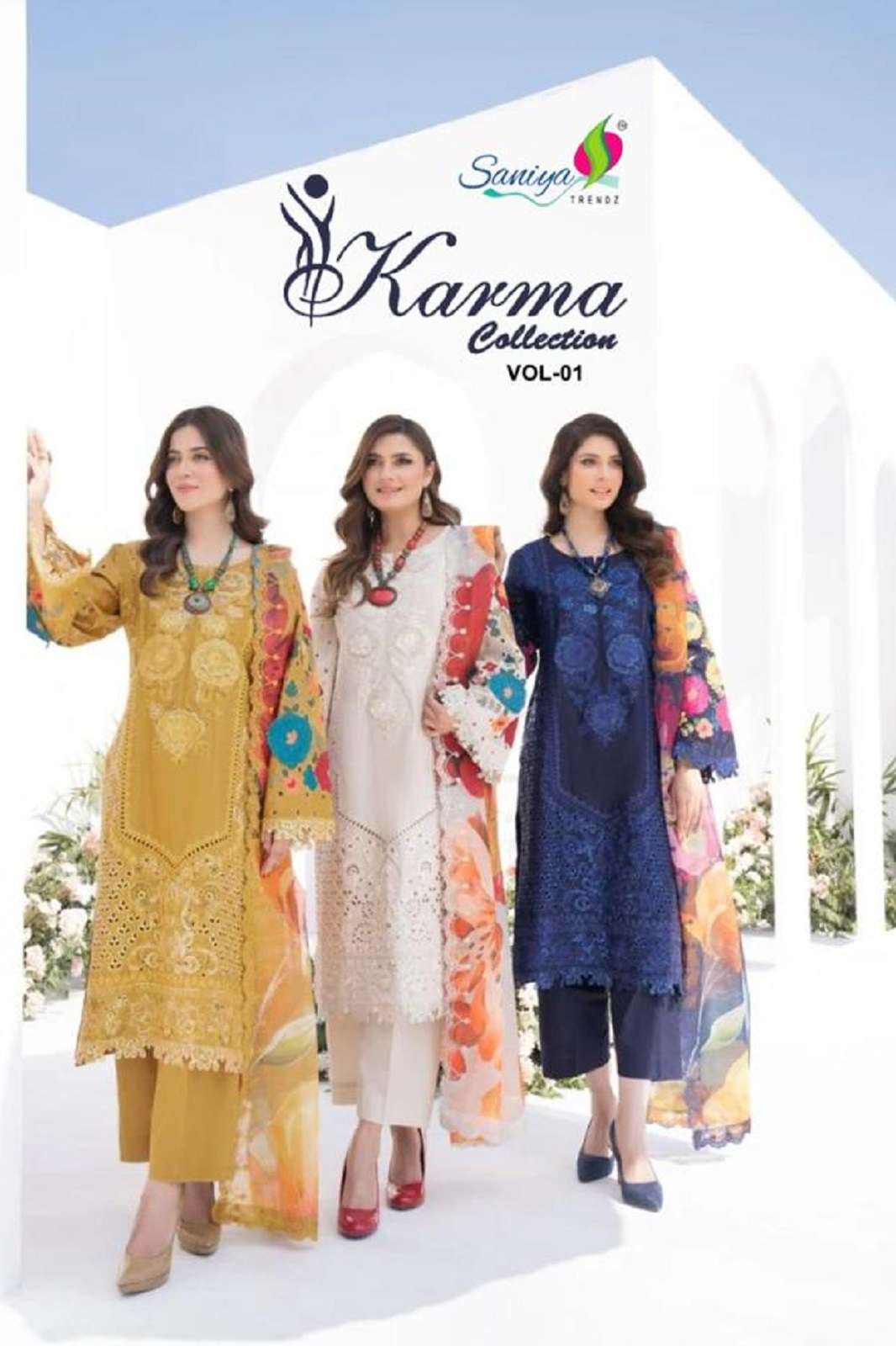 SANIYA TRENDZ KARMA VOL 1 COTON EMBROIDERED SUITS