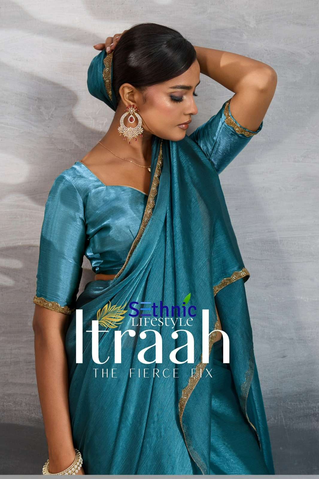 Sethnic  Itraah Cutdana Lace Designer Burberry Chiffon Saree