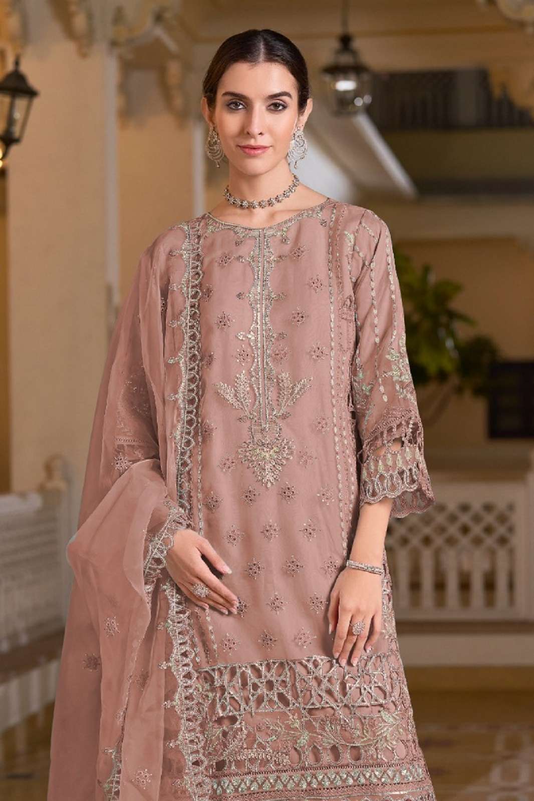 SHREE FAB K 5204 ORGANZA EMBROIDERED DRESS MATERIALS