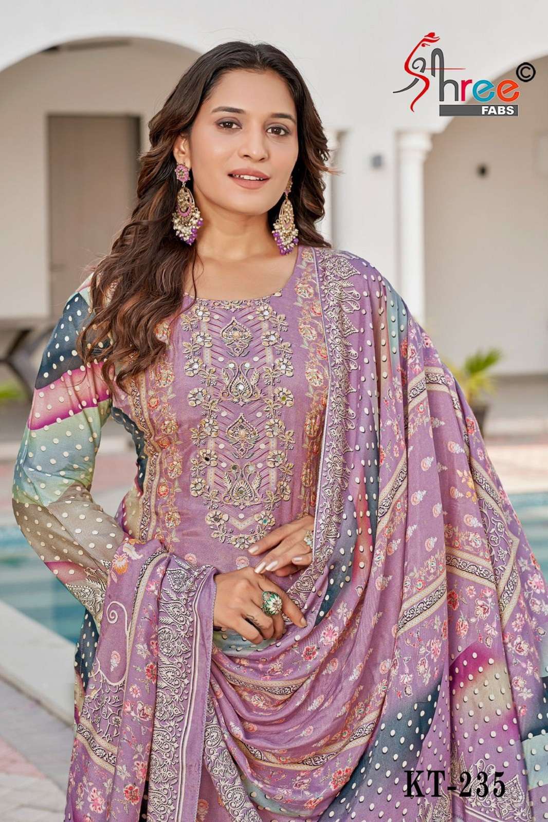 SHREE FAB KT 235 VISCOSE MUSLINE HANDWORKED DRESS MATERIALS