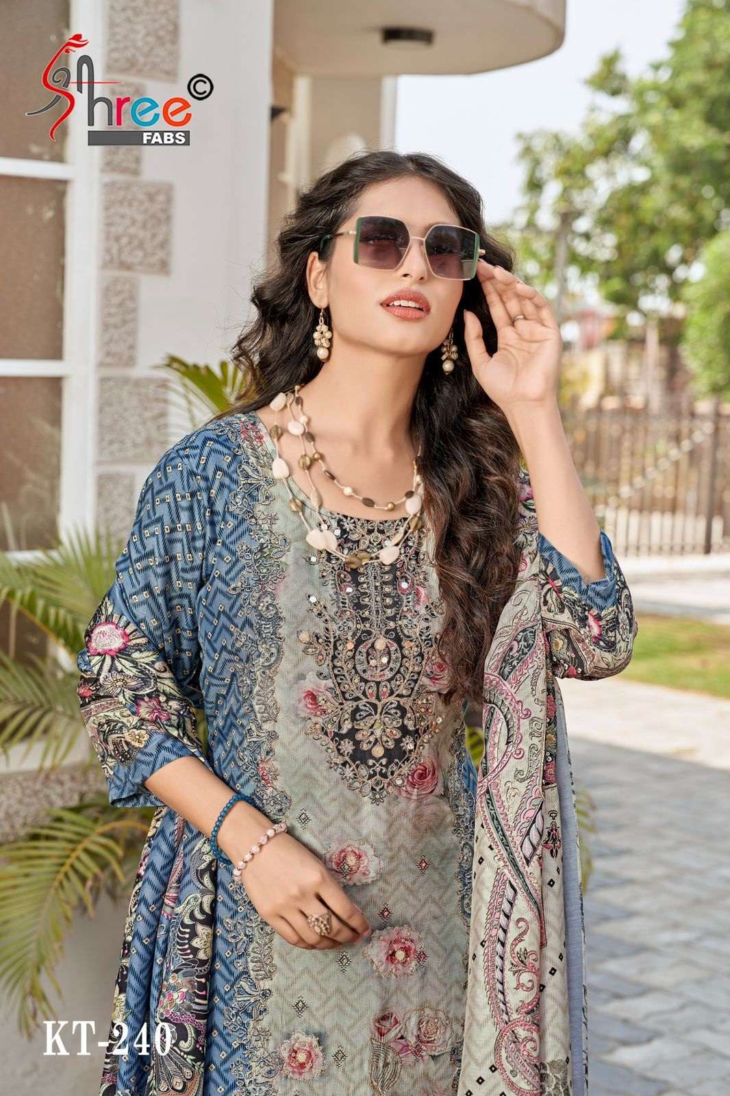 SHREE FAB KT 240 A TO D VISCOSE MUSLINE HANDWORKED SUITS