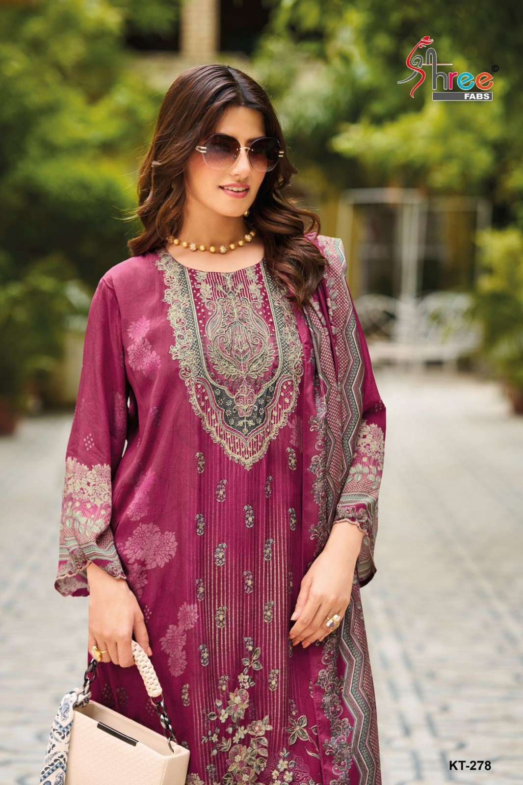 SHREE FAB KT 278 A TO D VISCOSE HAMDWORKED DRESS MATERIAL