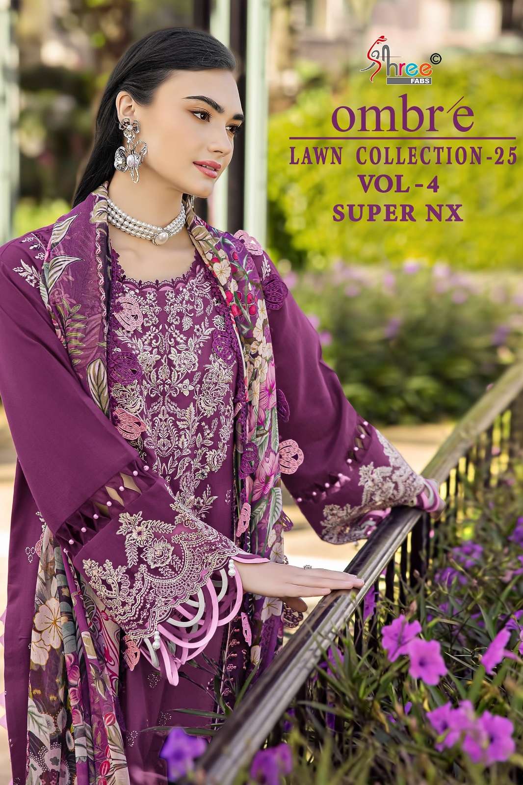 SHREE FAB OMBRE LAWN 2025 VOL 4 COTTON EMBROIERED DRESS MATERIALS