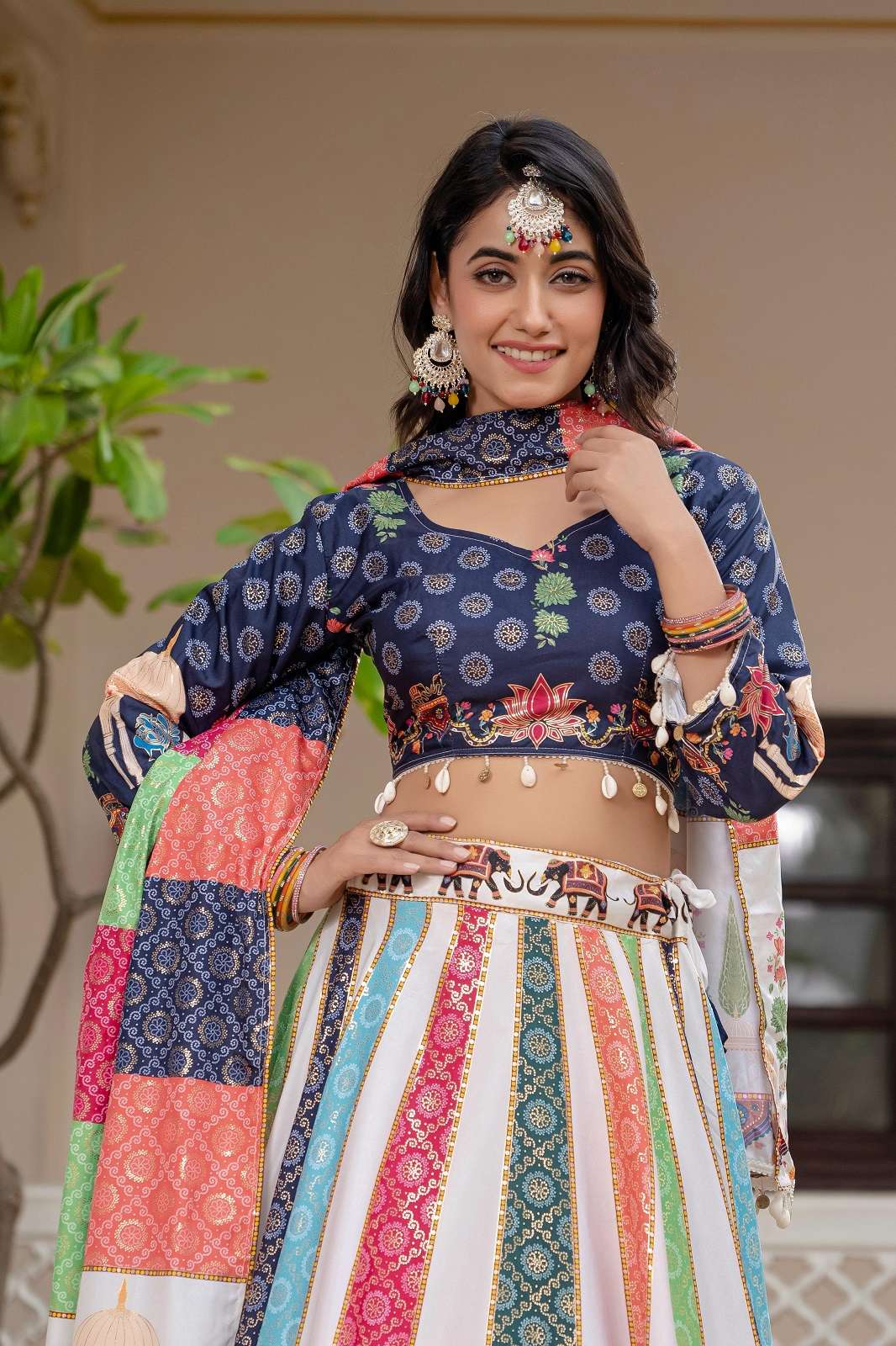 SHRI BALAJI 14991 CREPE SILK READY TO WEAR NAVRATRI LEHENGAS