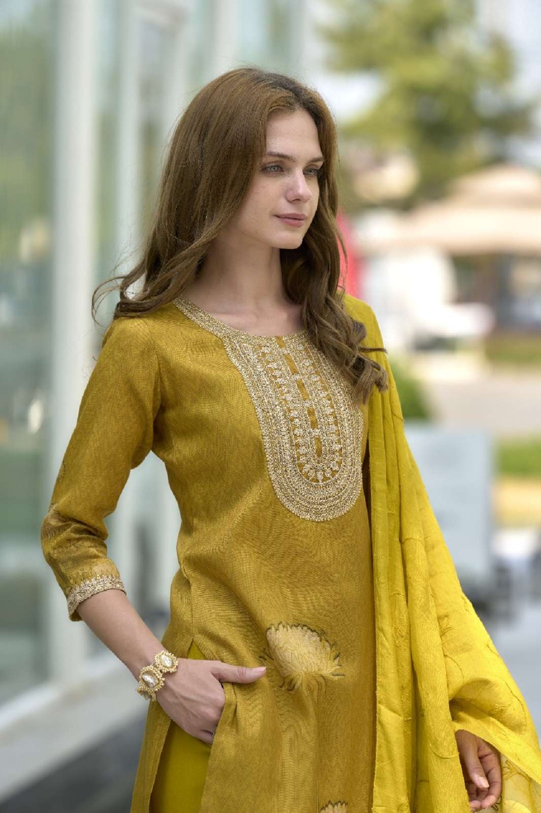 SHRI BALAJI 2019 MUSTARD YELLOW READY TO WEAR KURTIES