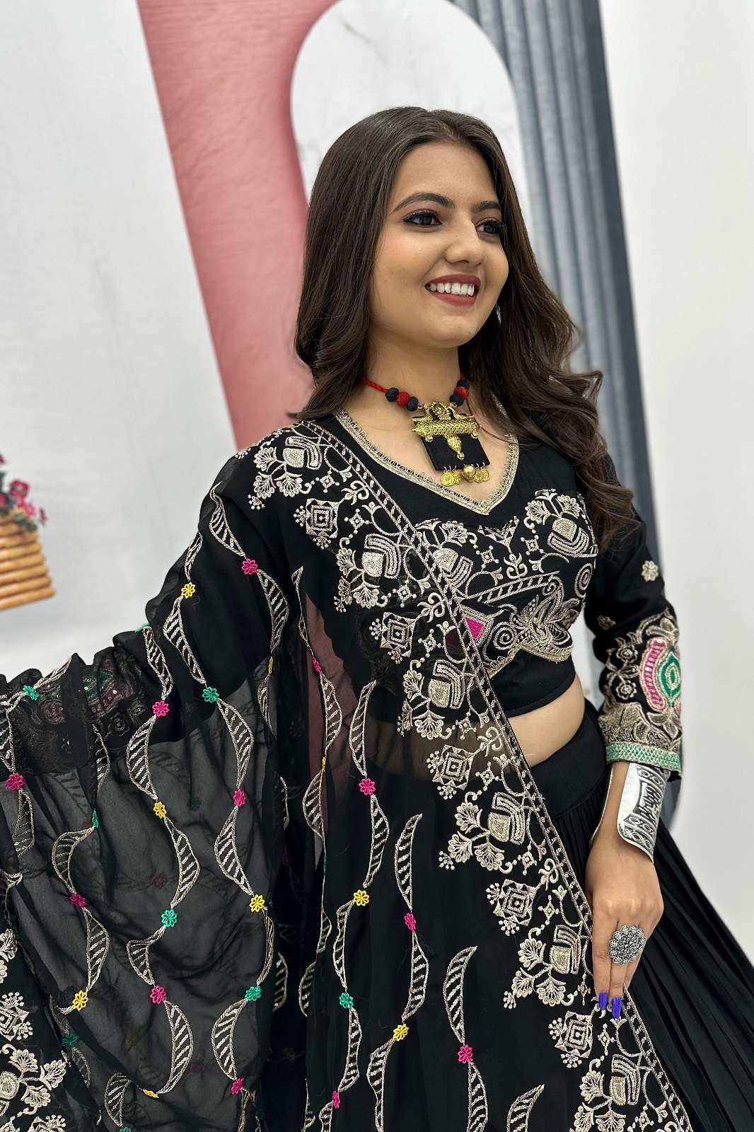 SHRI BALAJI 252 PURE COTTON EMBROIDERED READY TO WEAR LEHENGAS