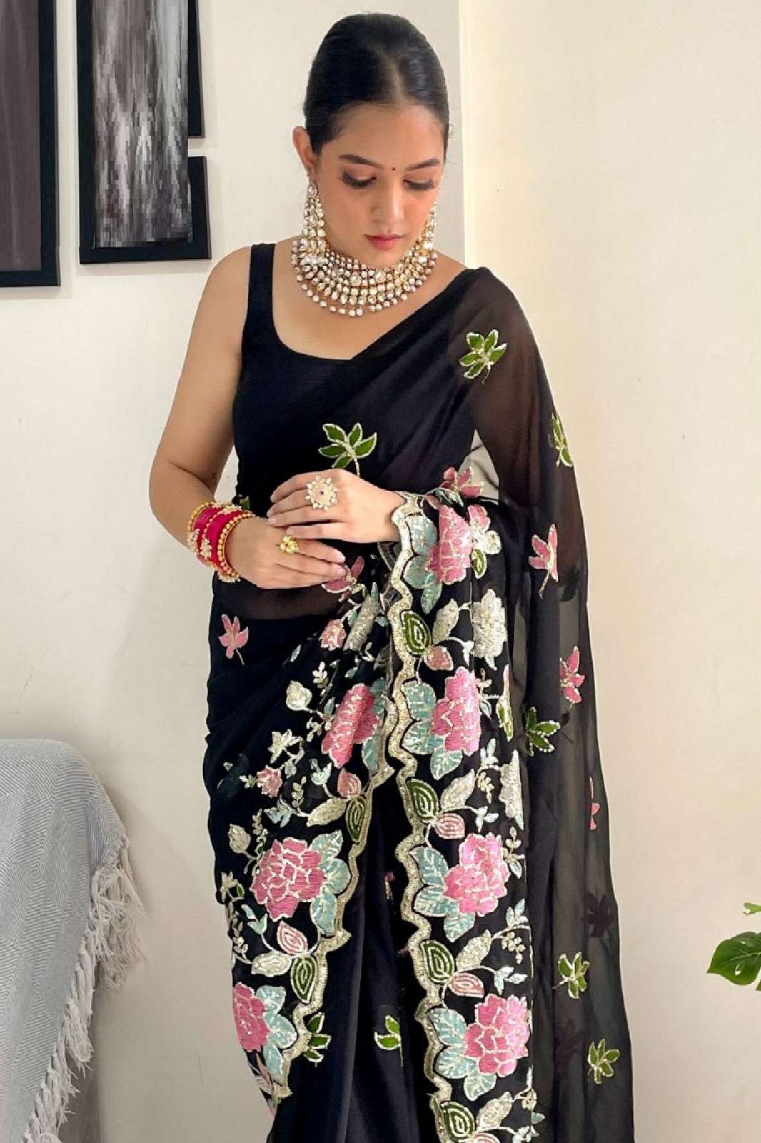 SHRI BALAJI 685 COLOURS GEORGETTE EMBROIDERED SAREES