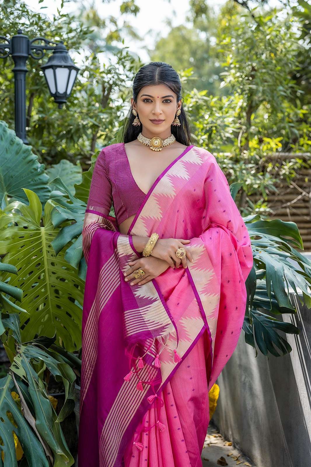 SHRI BALAJI ELISHA PYRAMID TUSSAR SILK BANDHANI SAREE